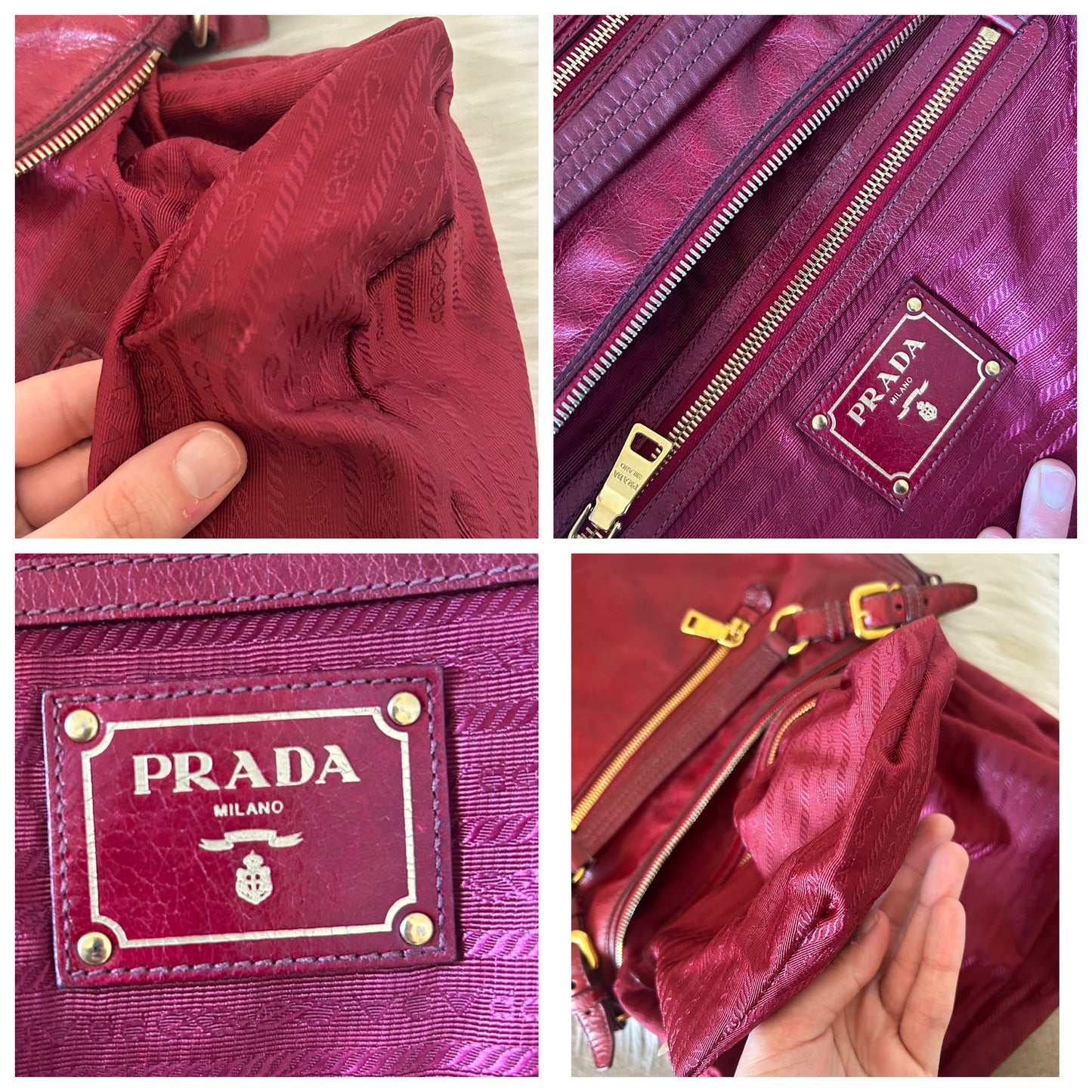 Prada Hobo in pelle rosso ciliegia