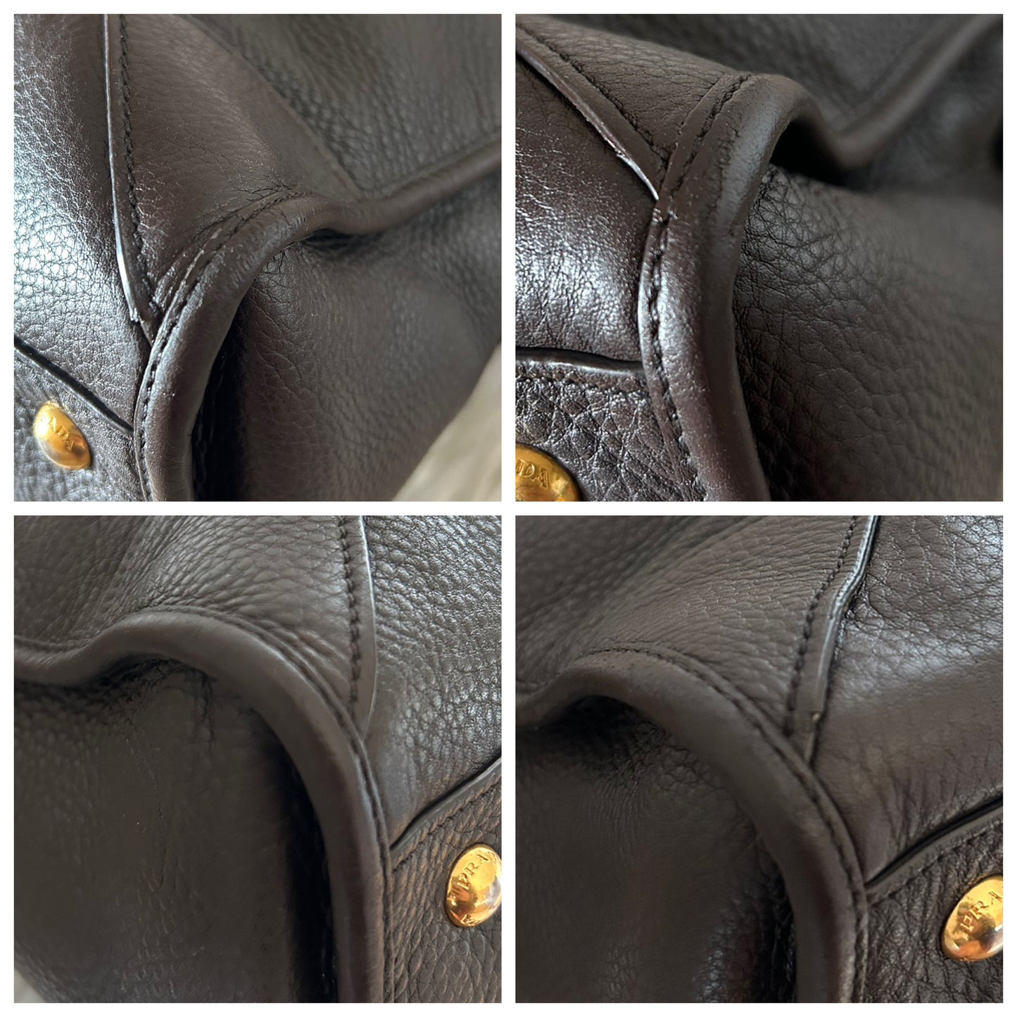 Prada bauletto in pelle marrone