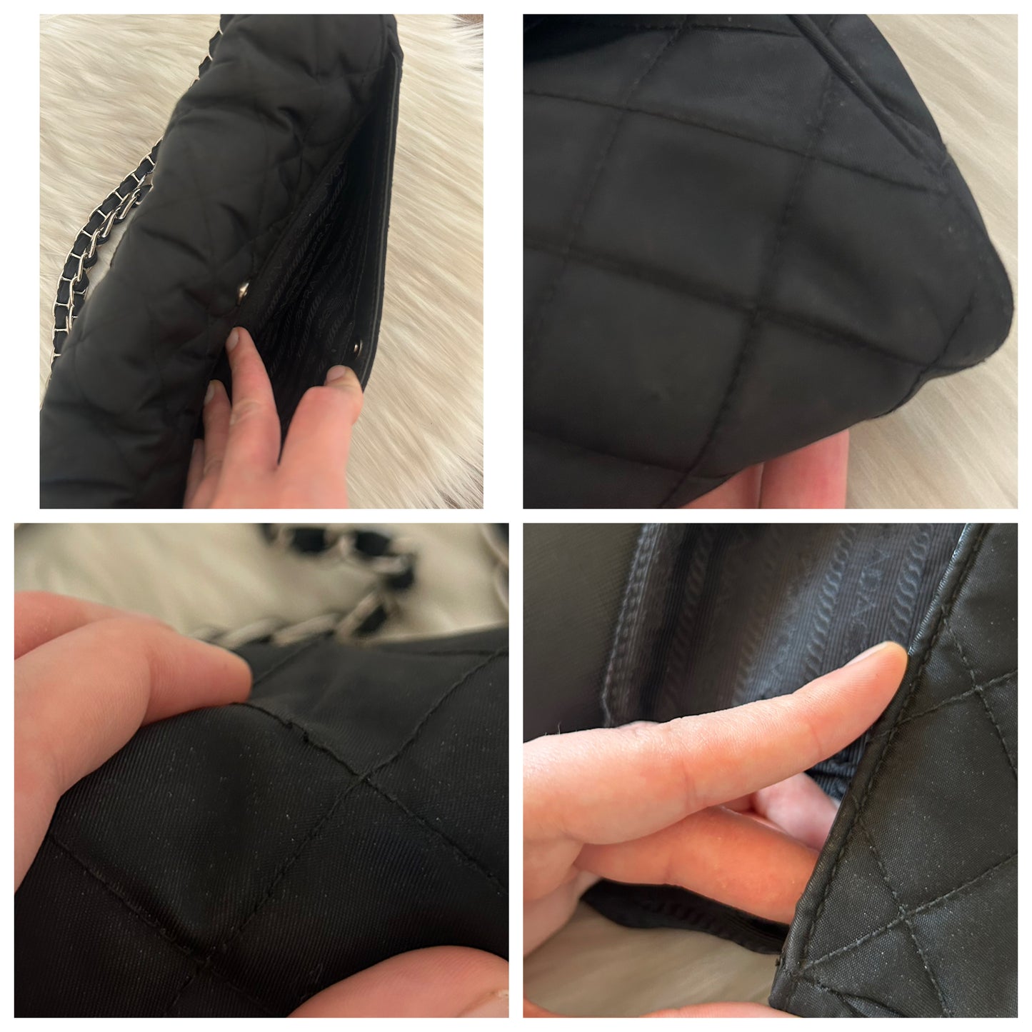 Prada baguette nera nylon trapuntata