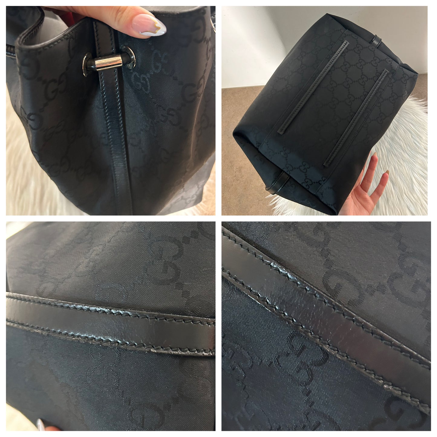 Gucci tote bag nera in monogram