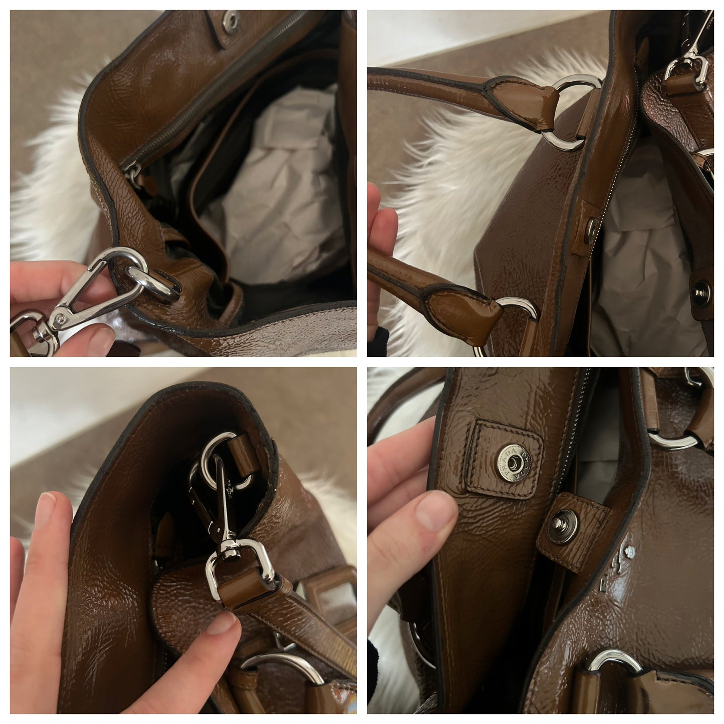 Prada tote in pelle verniciata
