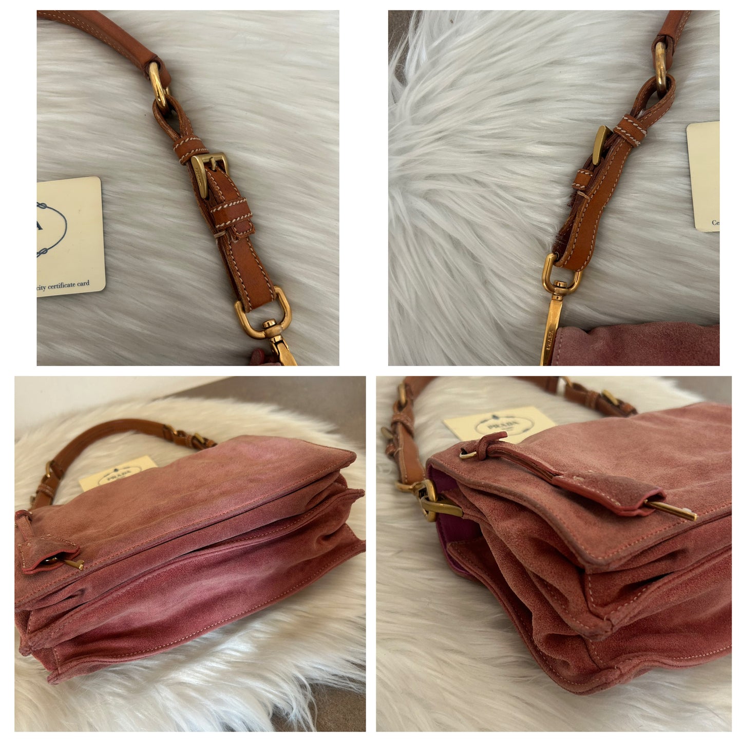 Prada baguette in suede rosa antico