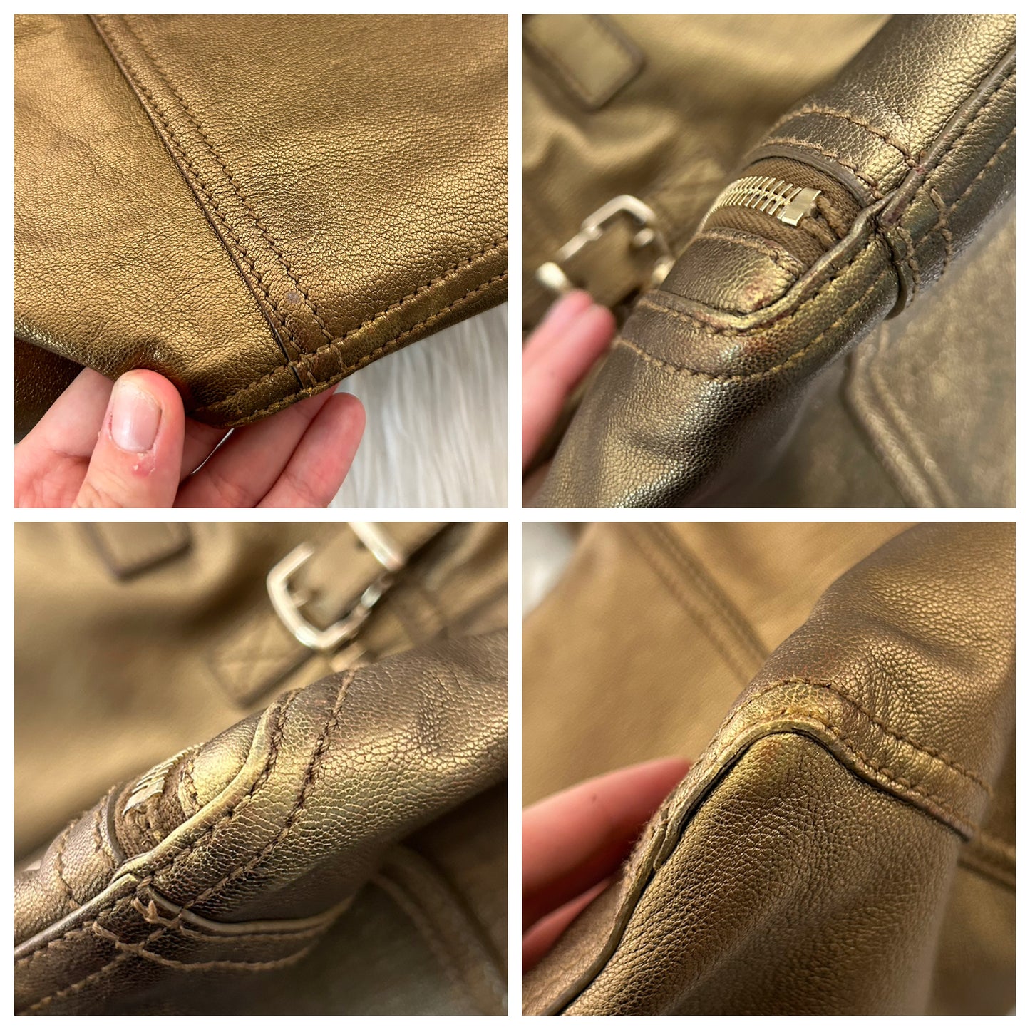 Yves Saint Laurent Downtown in pelle e camoscio dorata