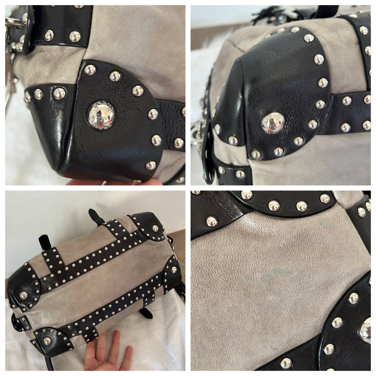 Bauletto Prada in pelle con borchie