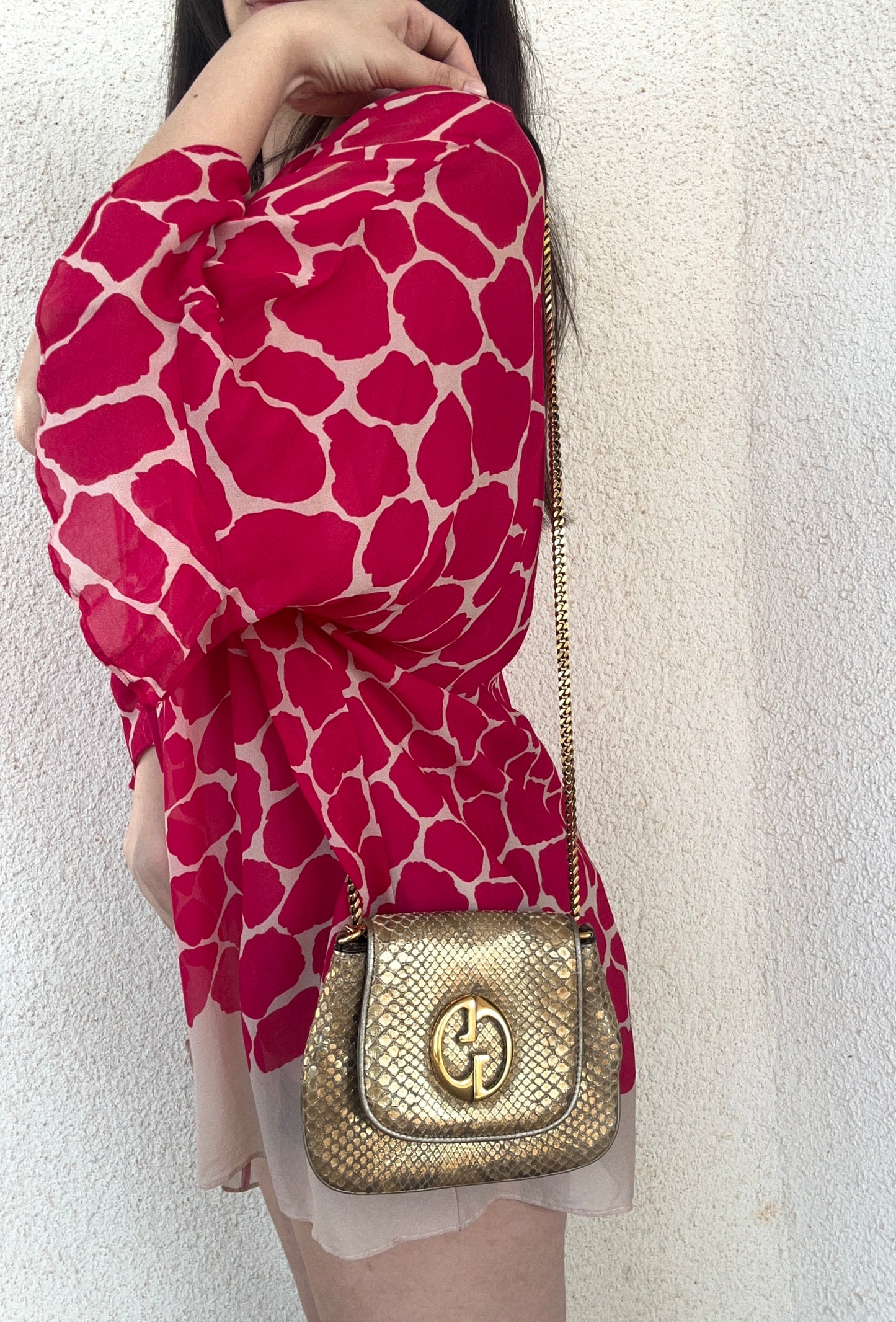 Gucci tracollina in pitone oro