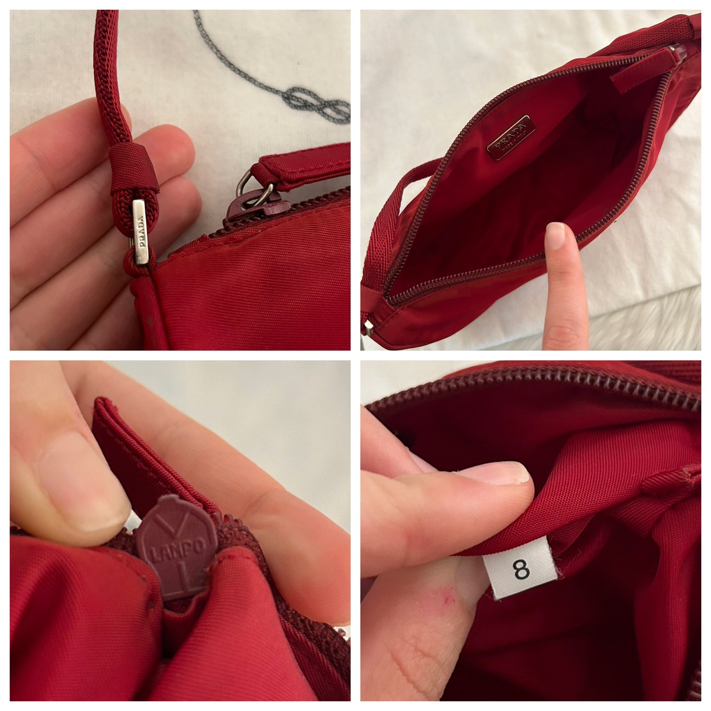 Prada baguette bordeaux in nylon