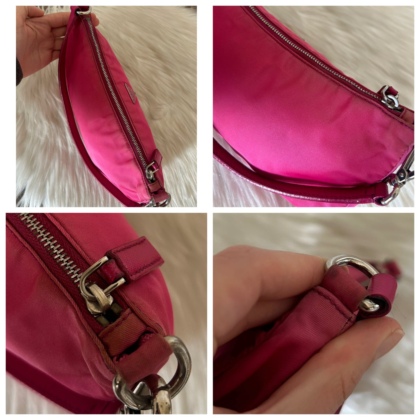 Prada baguette rosa in nylon
