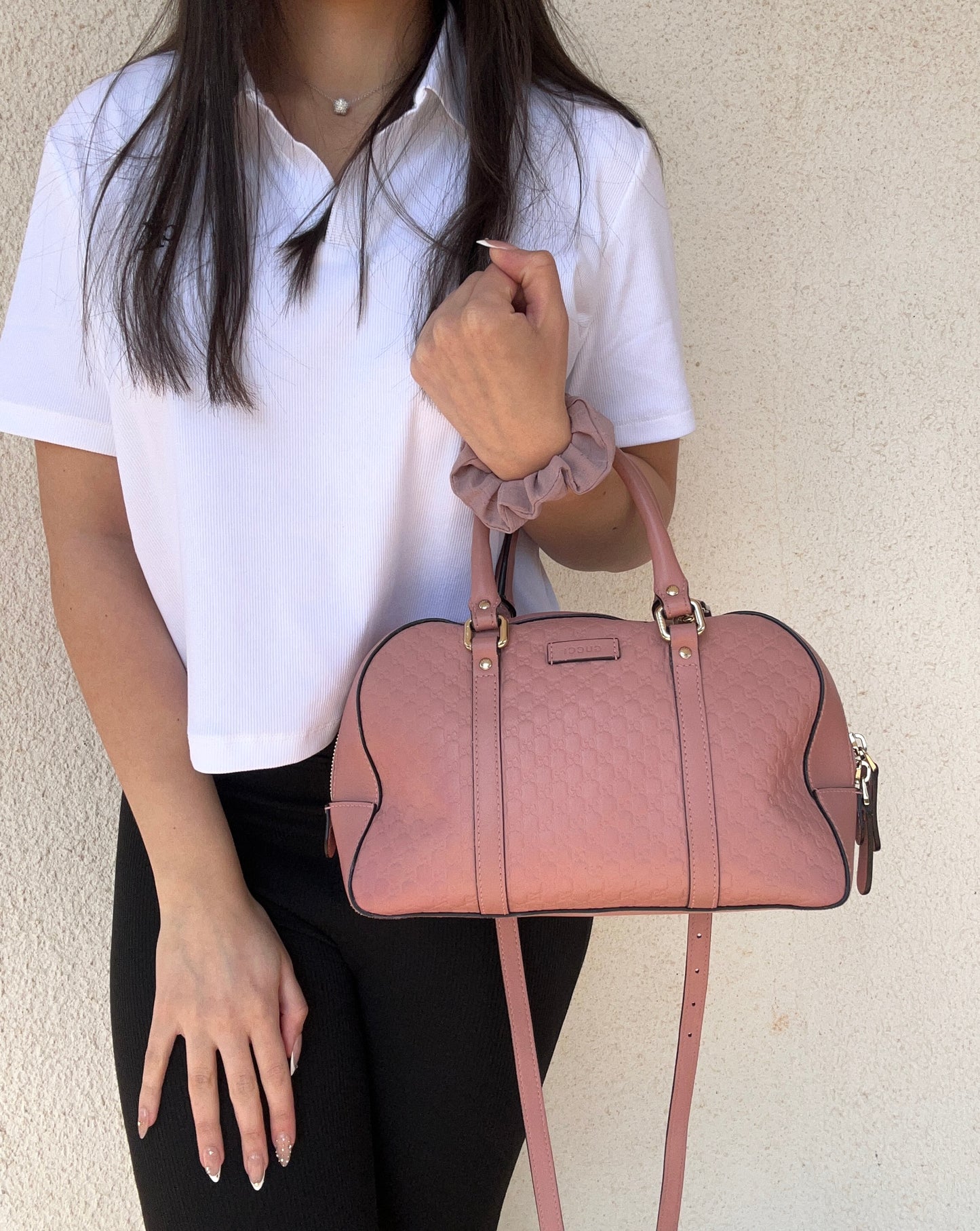 Gucci bauletto Guccissima rosa in pelle