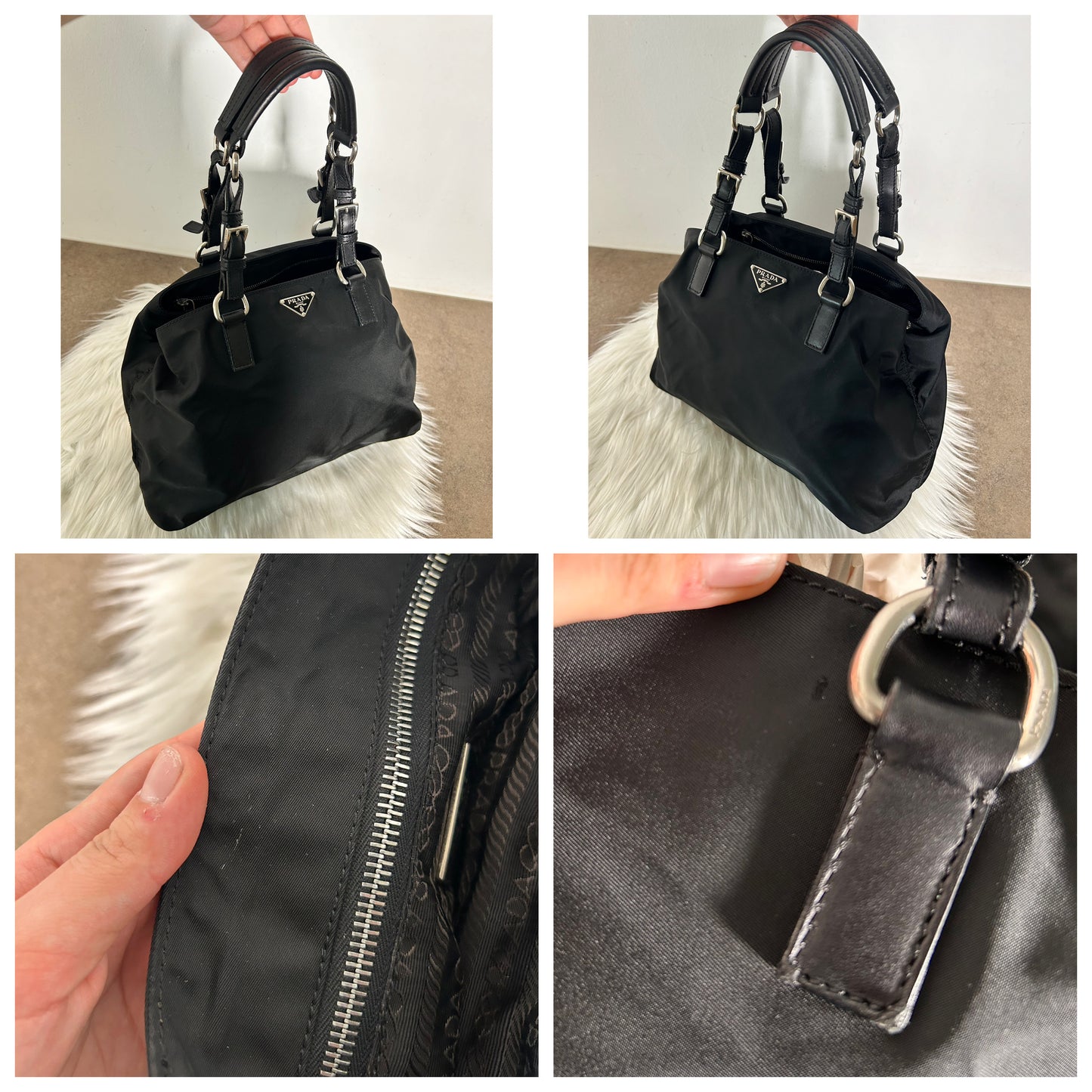 Prada mini tote in pelle e nylon