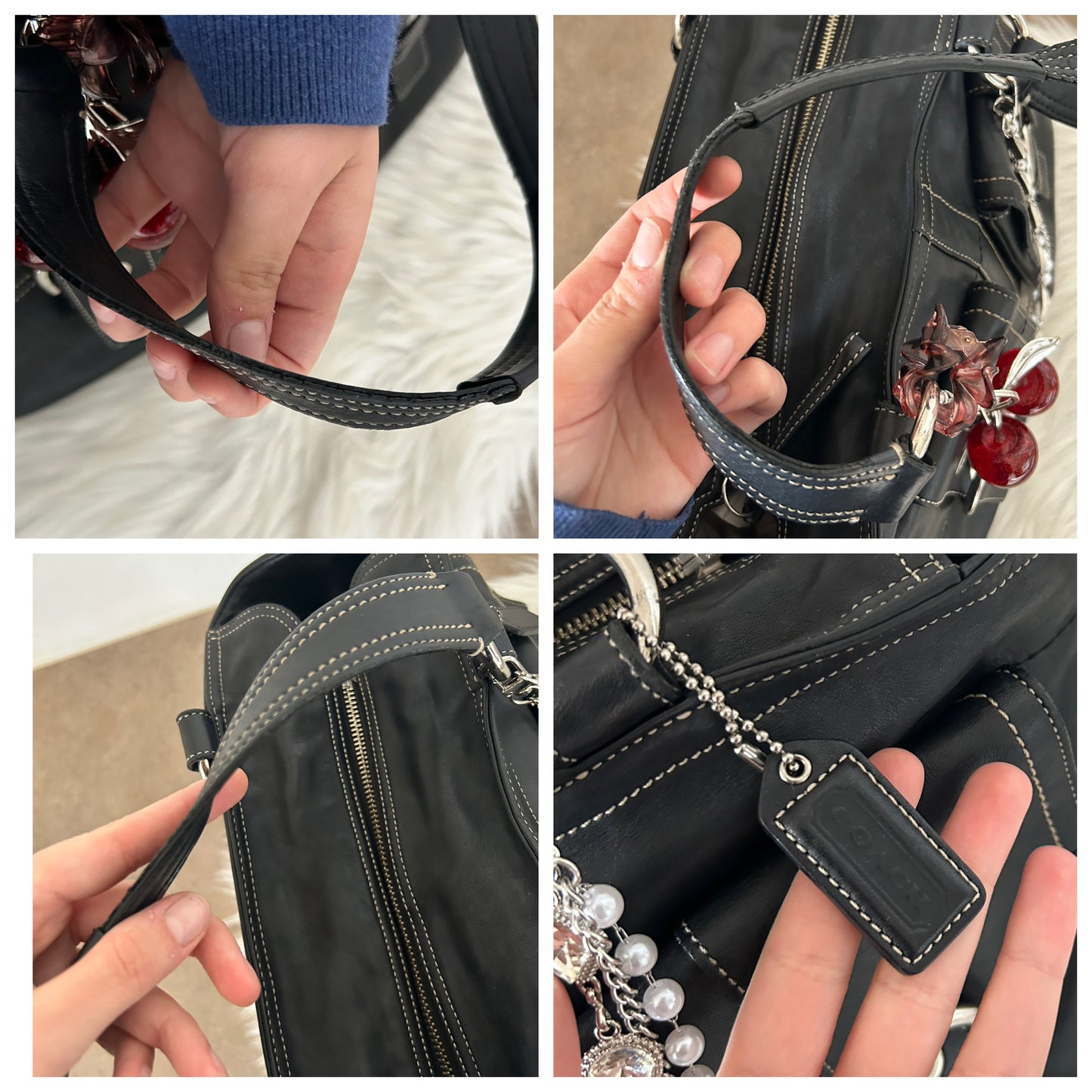 Coach tote bag vintage in pelle nera