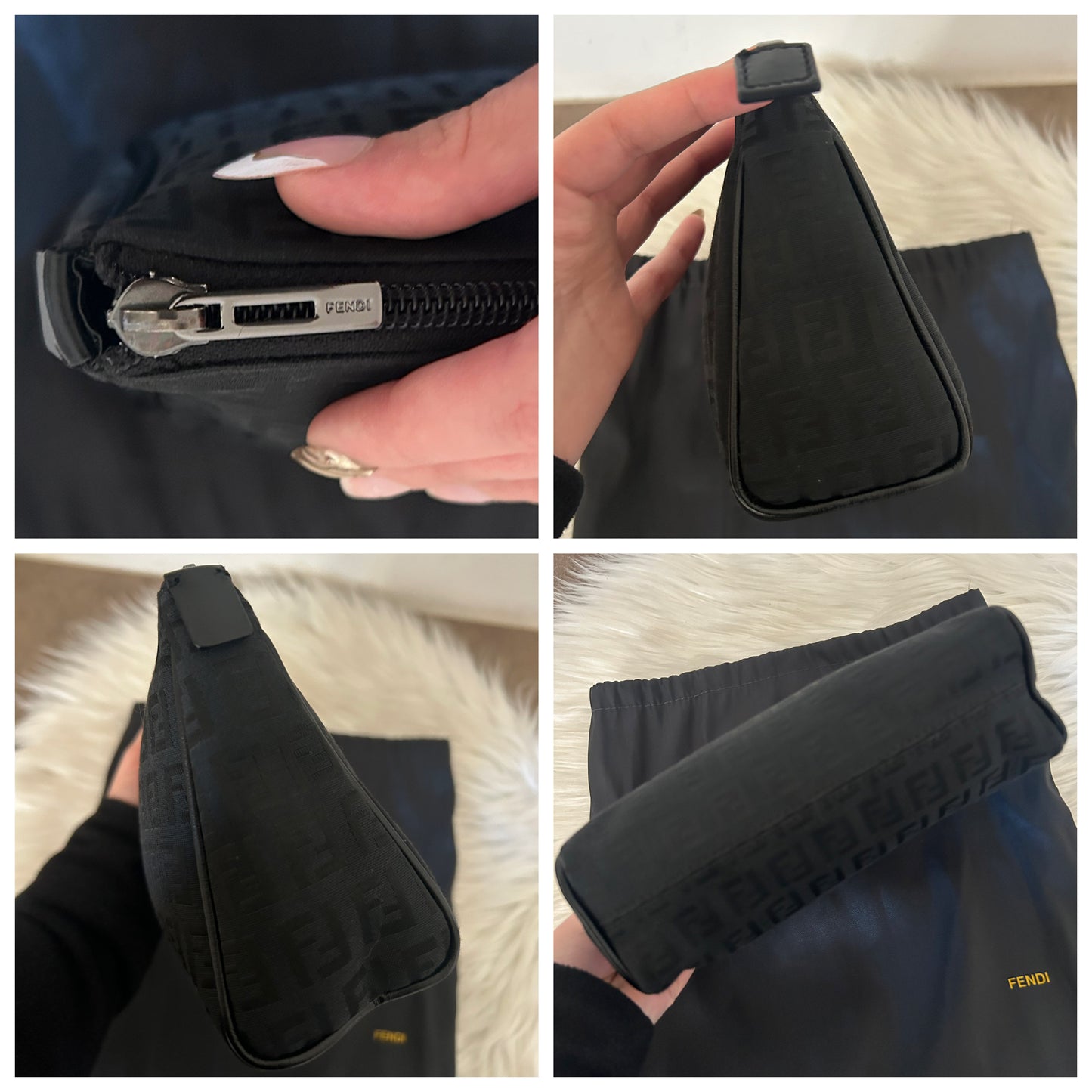 Pochette Fendi in monogram zucchino con dust bag