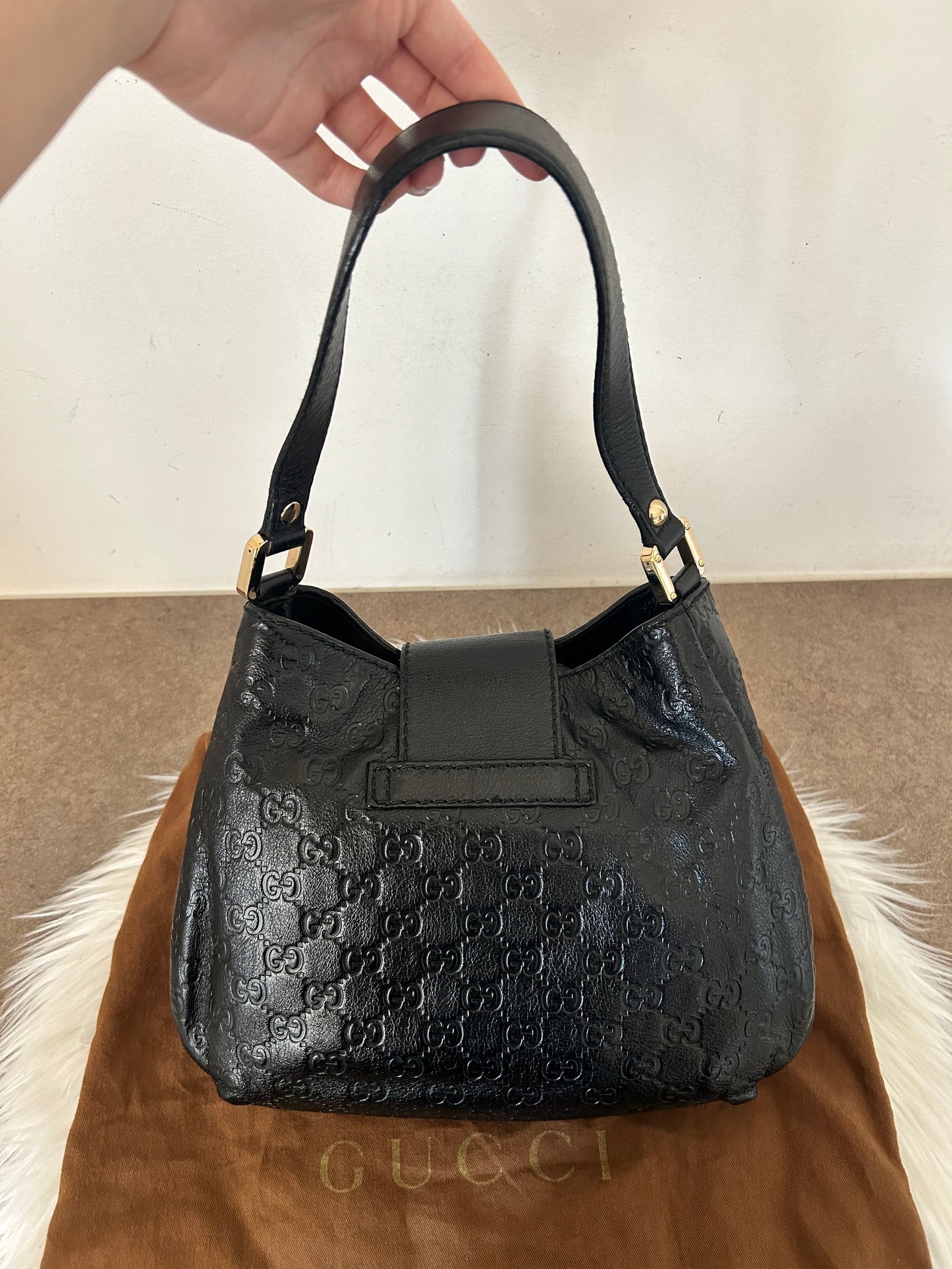 Gucci mini tote monogram Guccissima in pelle nera