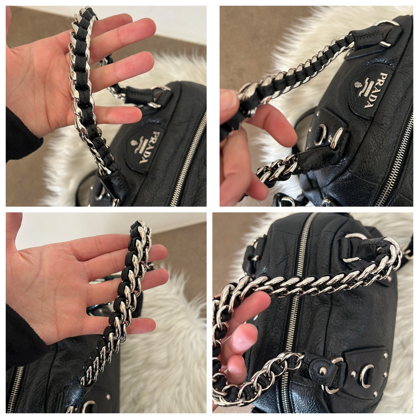 Prada tote in pelle nera con tracolla