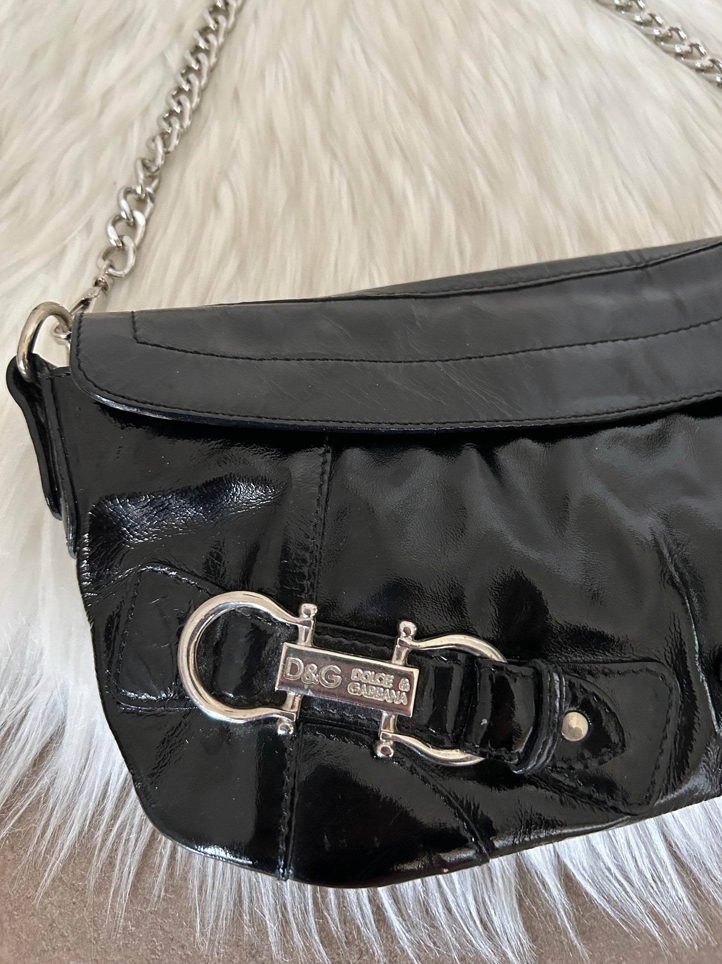 Dolce & Gabbana baguette in vernice nera vintage