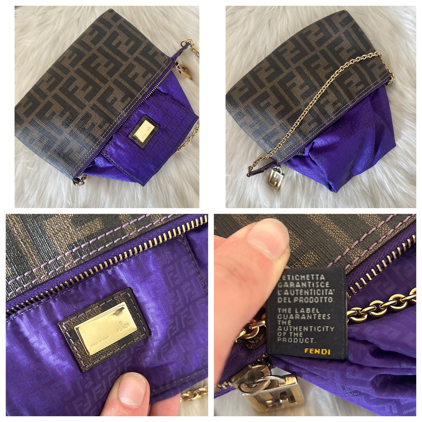 Fendi baguette zucca con catena