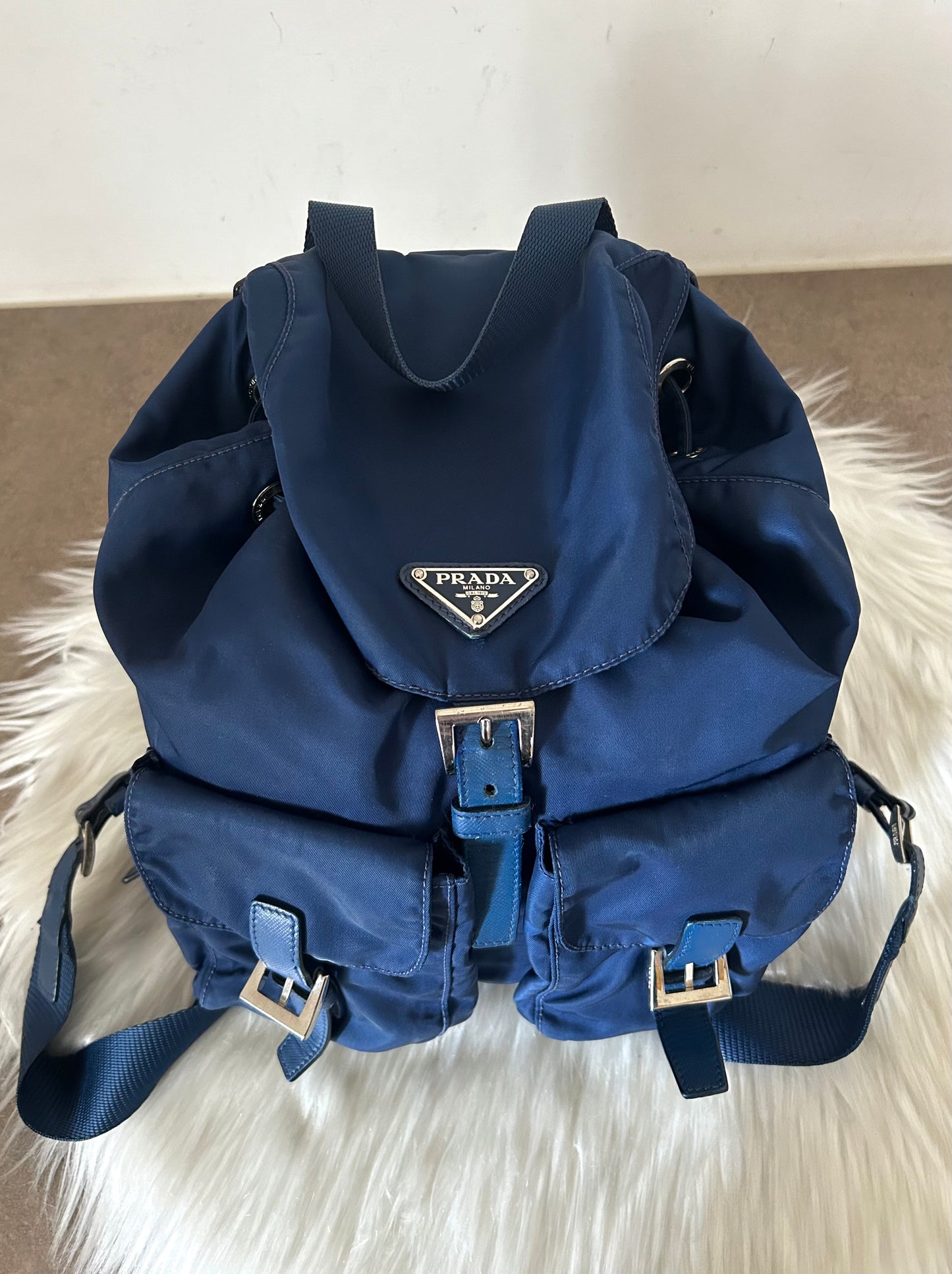 Zaino Prada blu in nylon