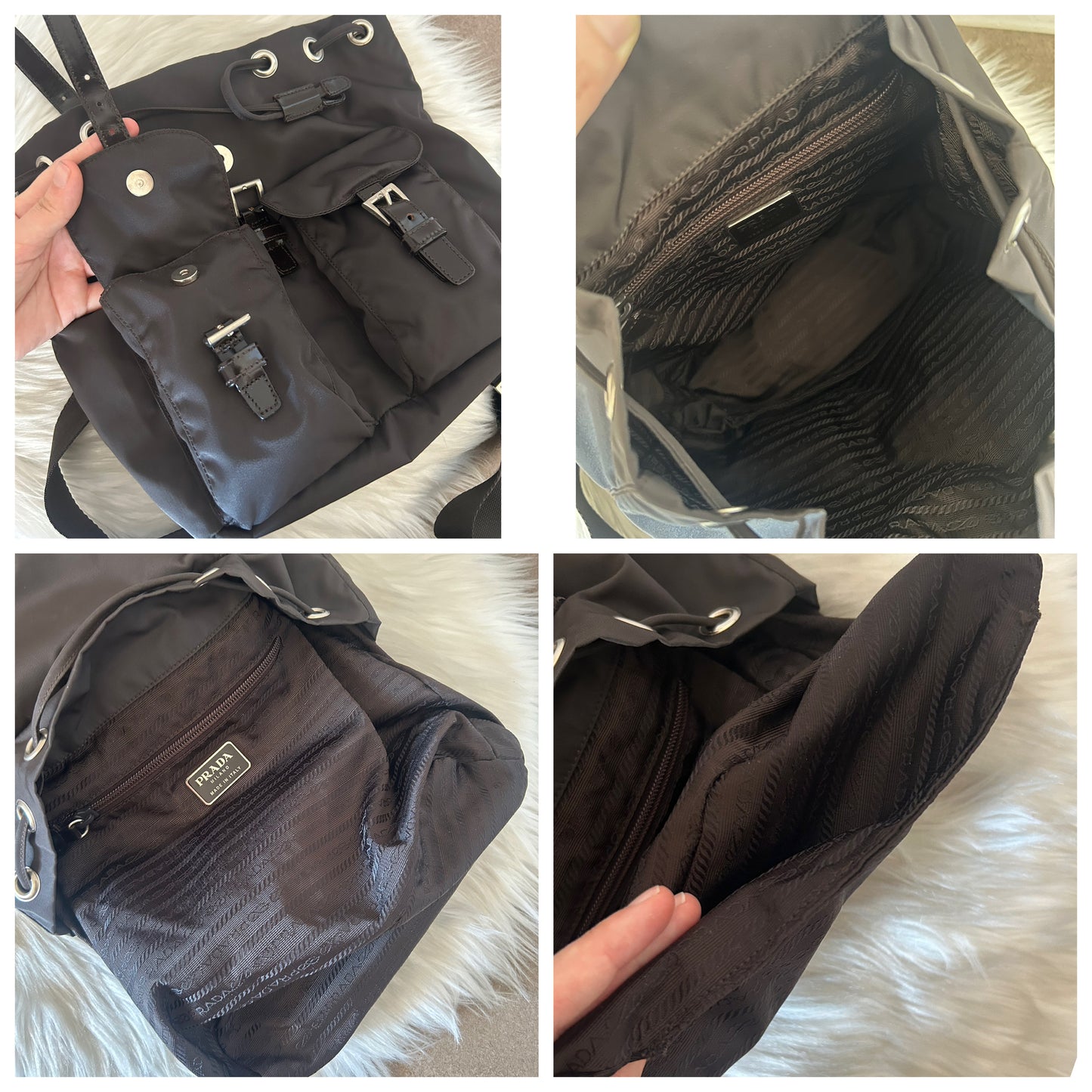 Zaino Prada in nylon testa di moro