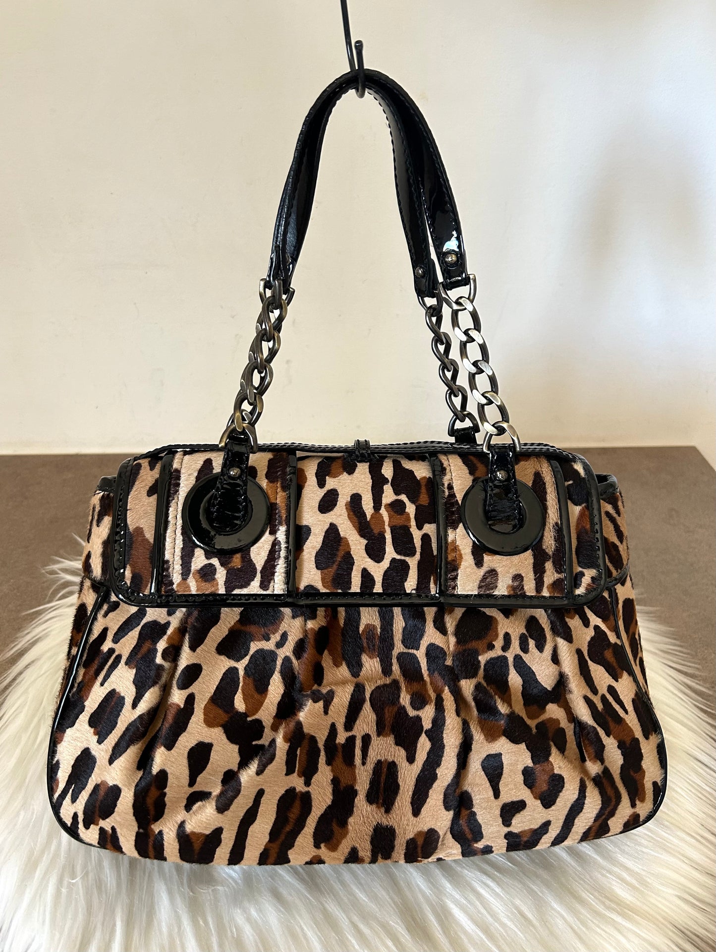 Fendi tote leopardata in cavallino e vernice