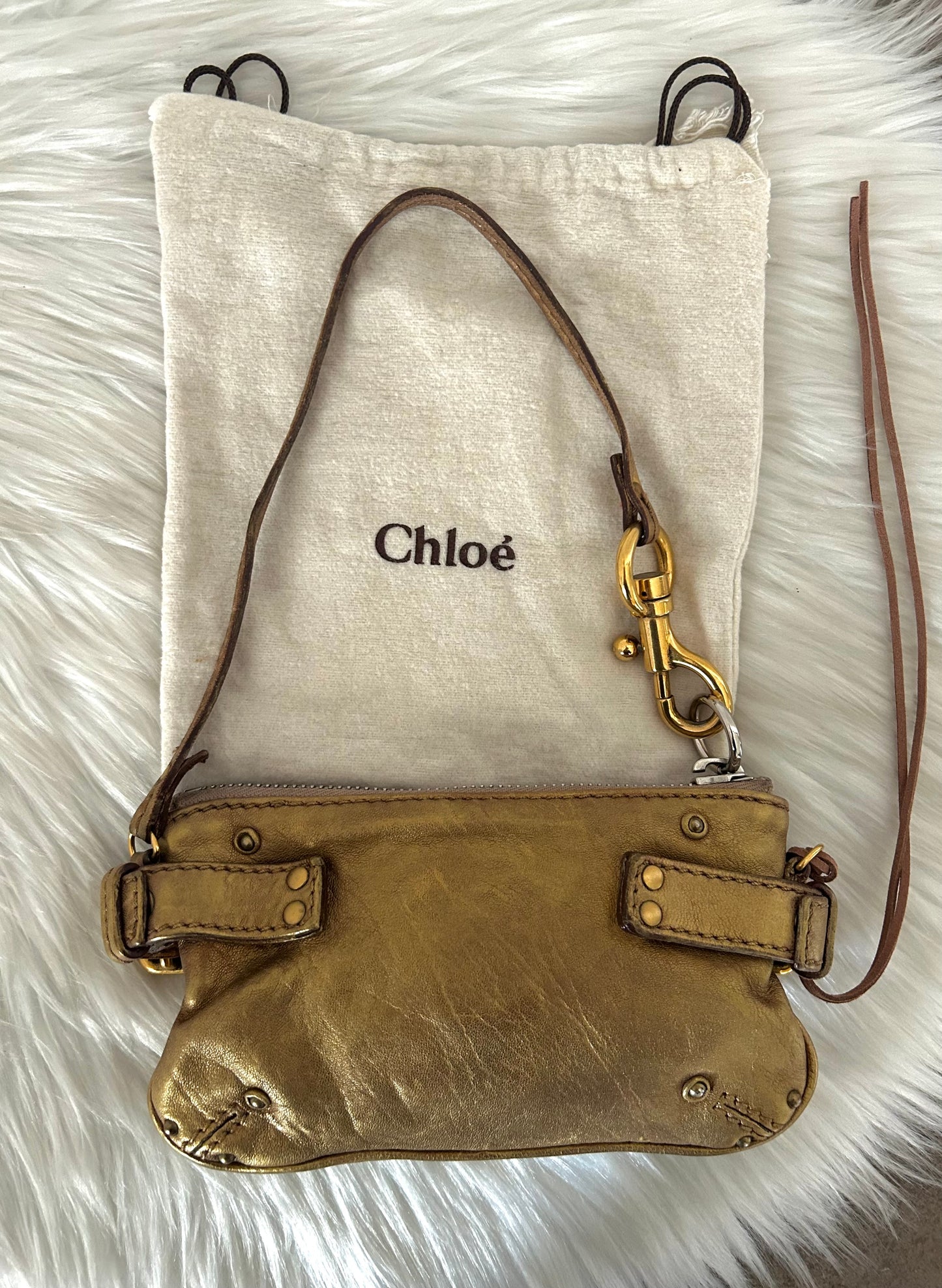 Chloé Paddington mini in pelle dorata