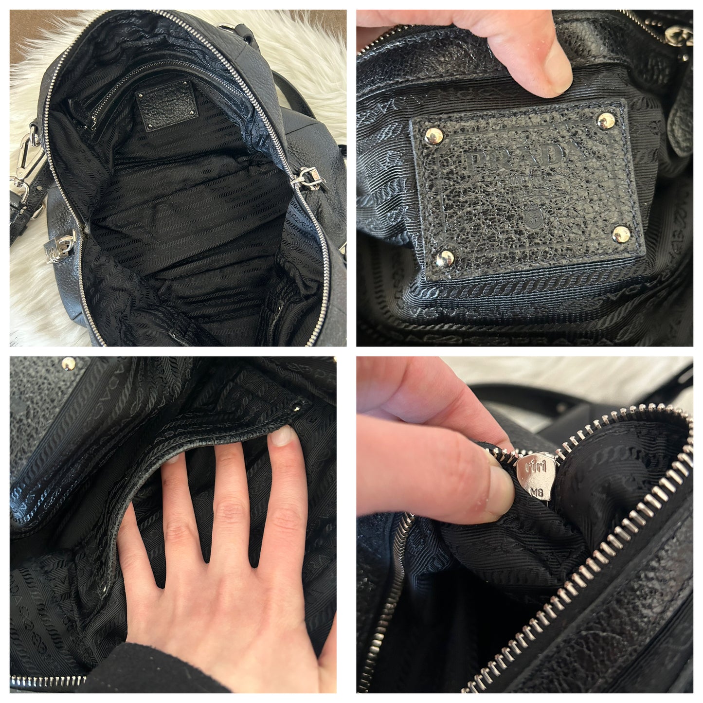 Prada tote in pelle nera con tracolla