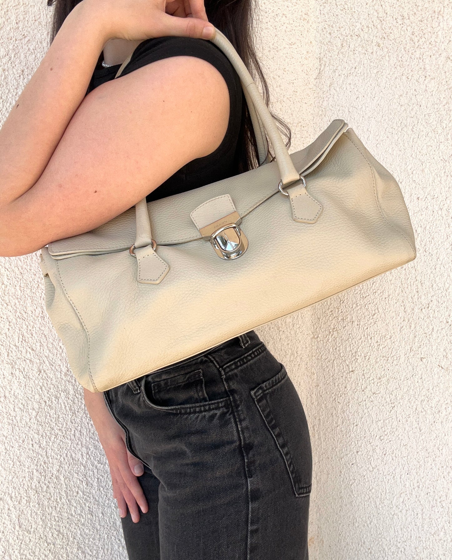 Prada tote in pelle panna