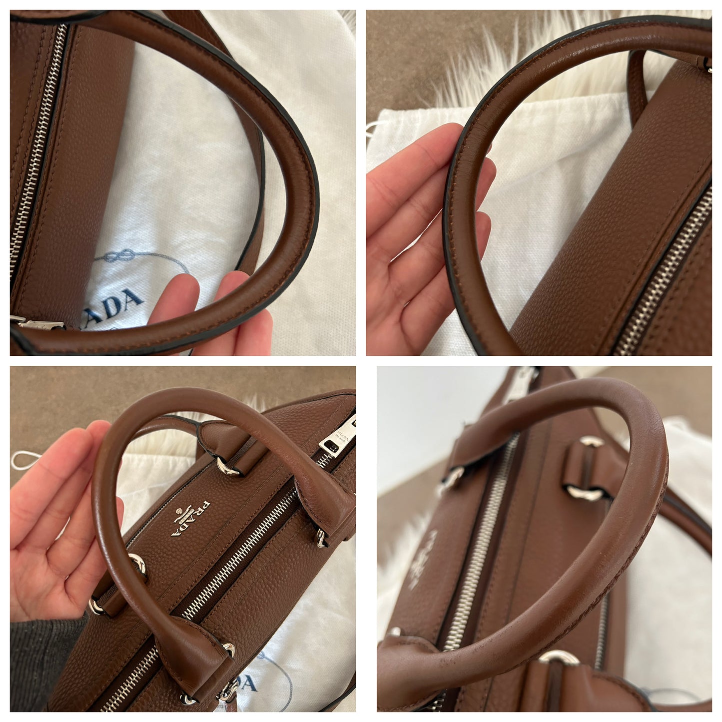 Prada Bauletto marrone in pelle con tracolla