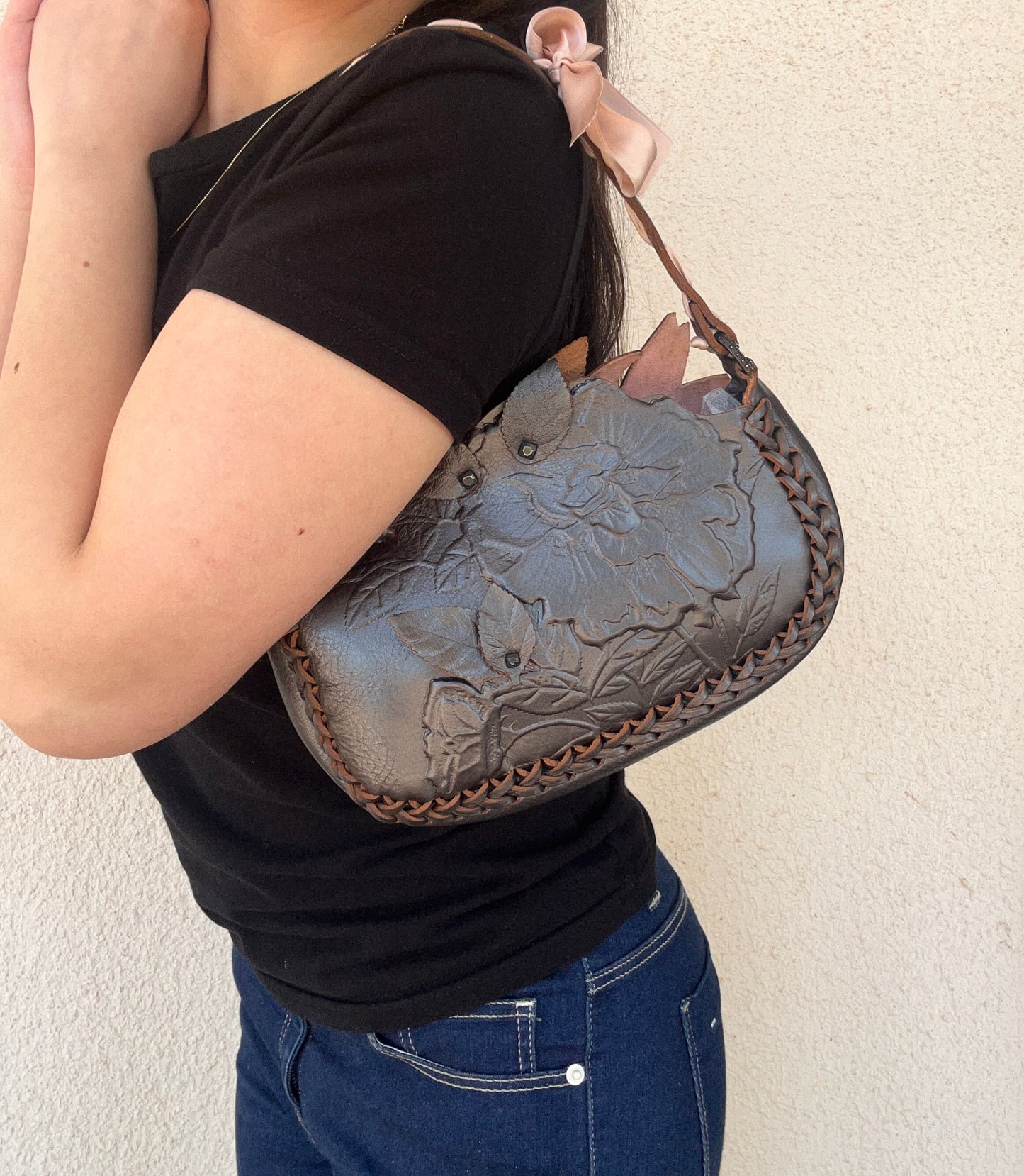 Borsa Valentino Garavani in pelle con fantasia floreale 3D - pezzo unico