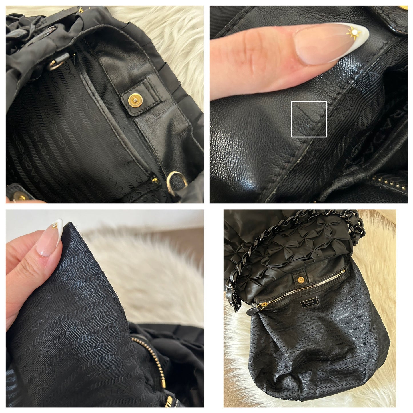 Prada origami in nylon e pelle