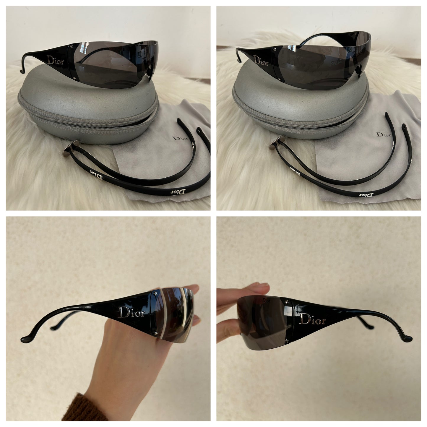 Occhiali Dior Ski 5 con aste nere e custodia vintage y2k