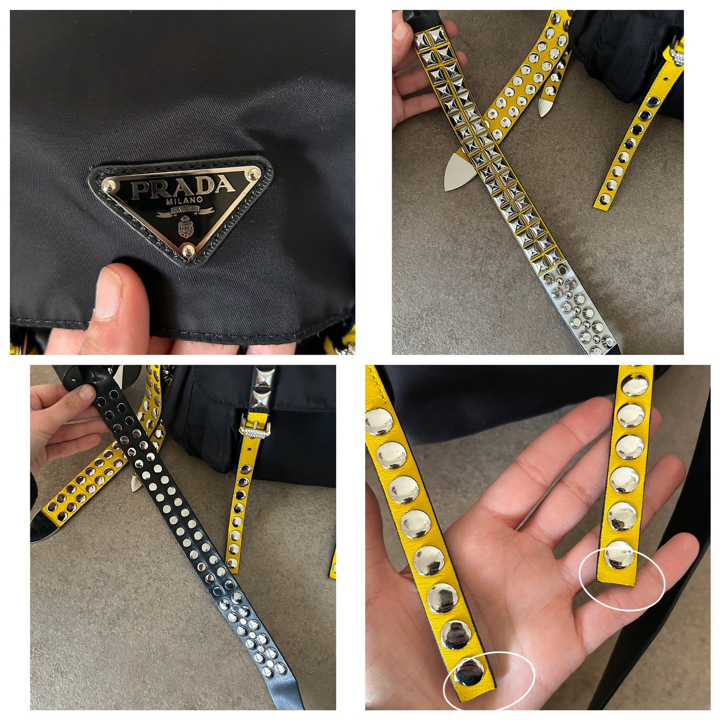 Prada tela vela con borchie rarissima