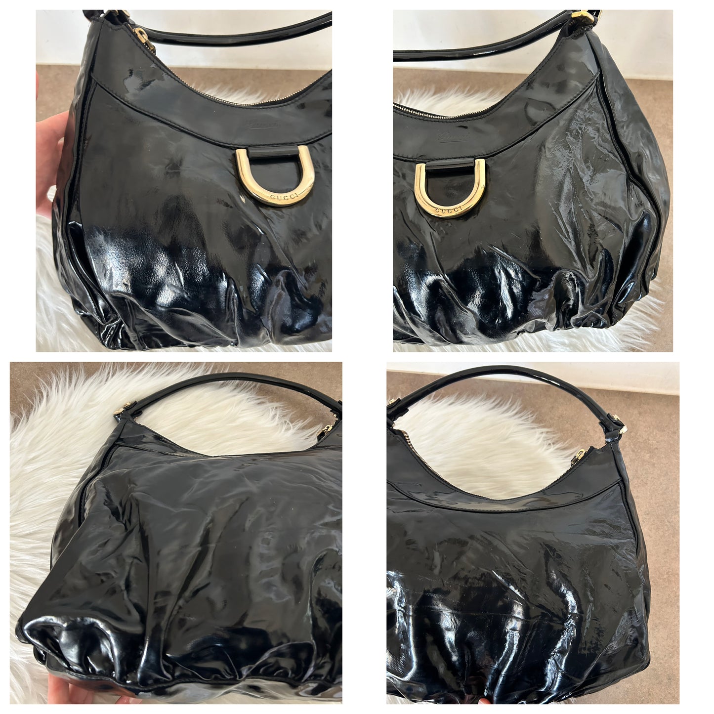 Gucci D-Ring in vernice nera