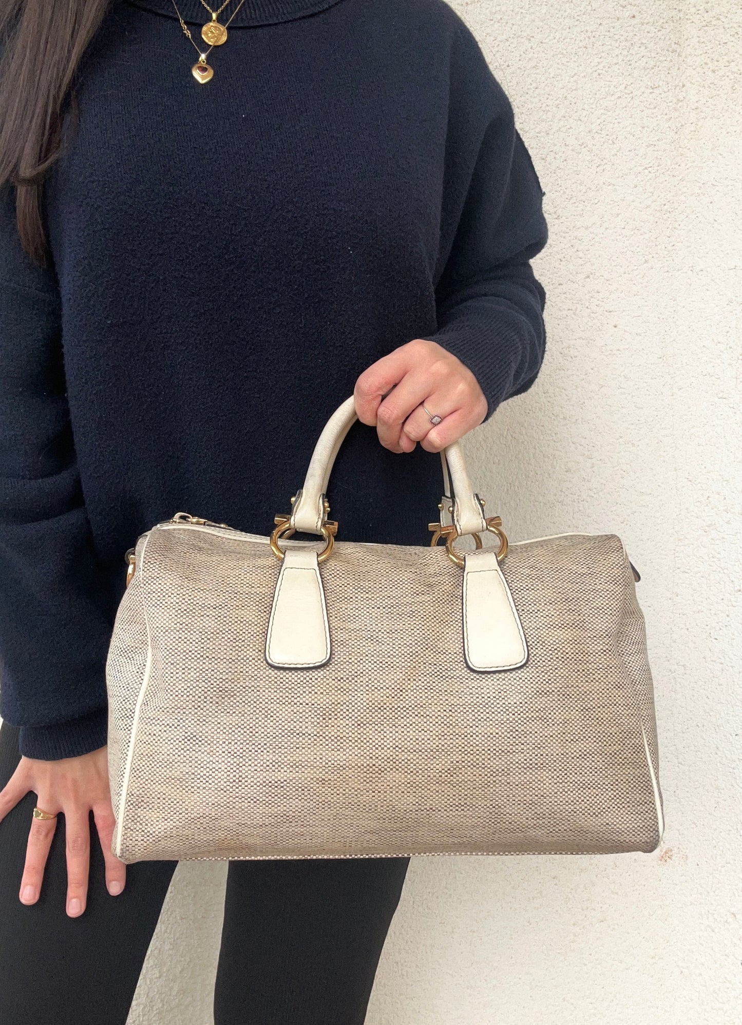 Salvatore Ferragamo bauletto in tela di