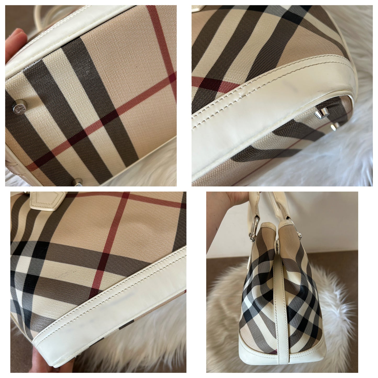 Burberry tote Check e vernice bianca
