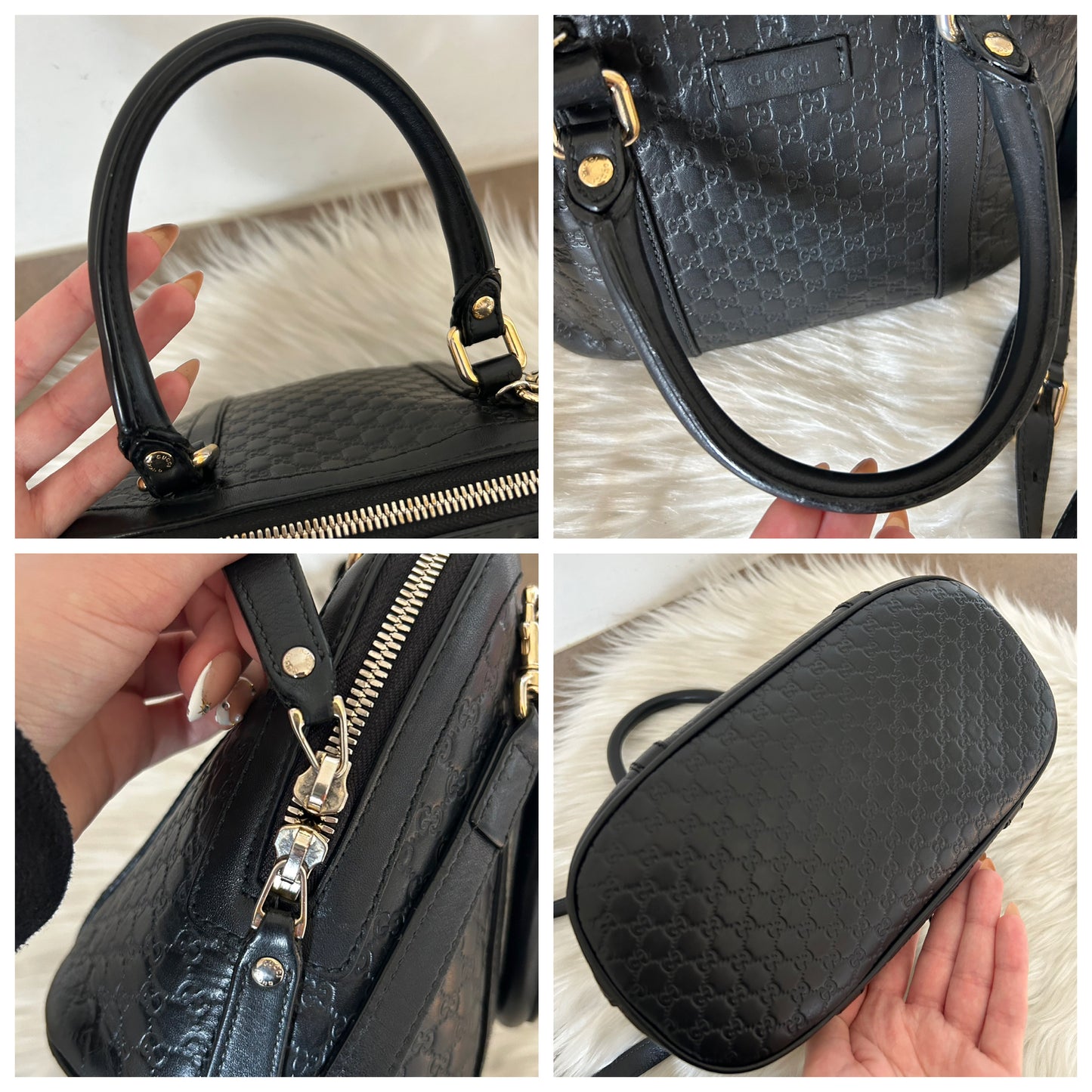 Gucci Dôme mini in micro guccissima nera