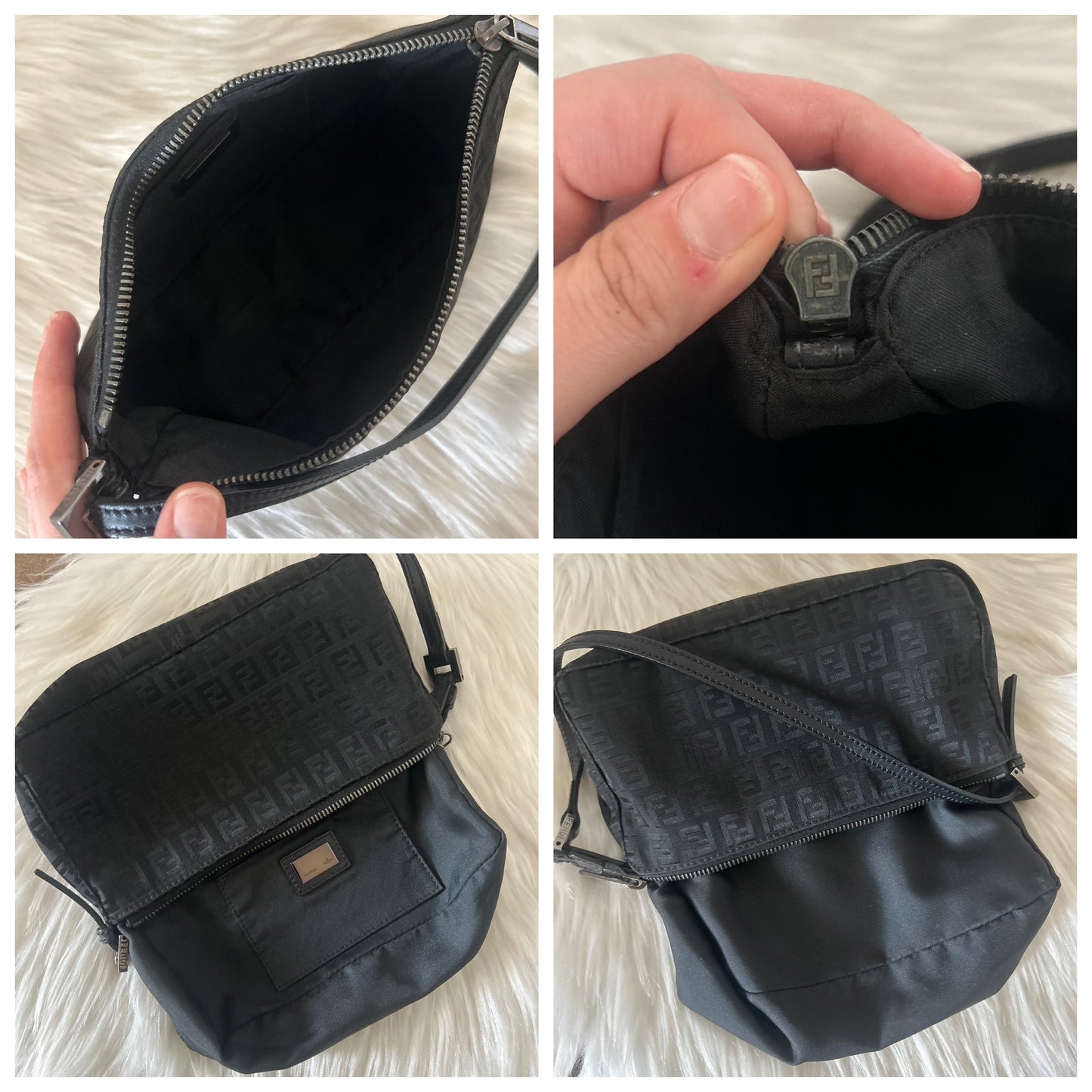 Fendi baguette in monogram zucchino nera vintage