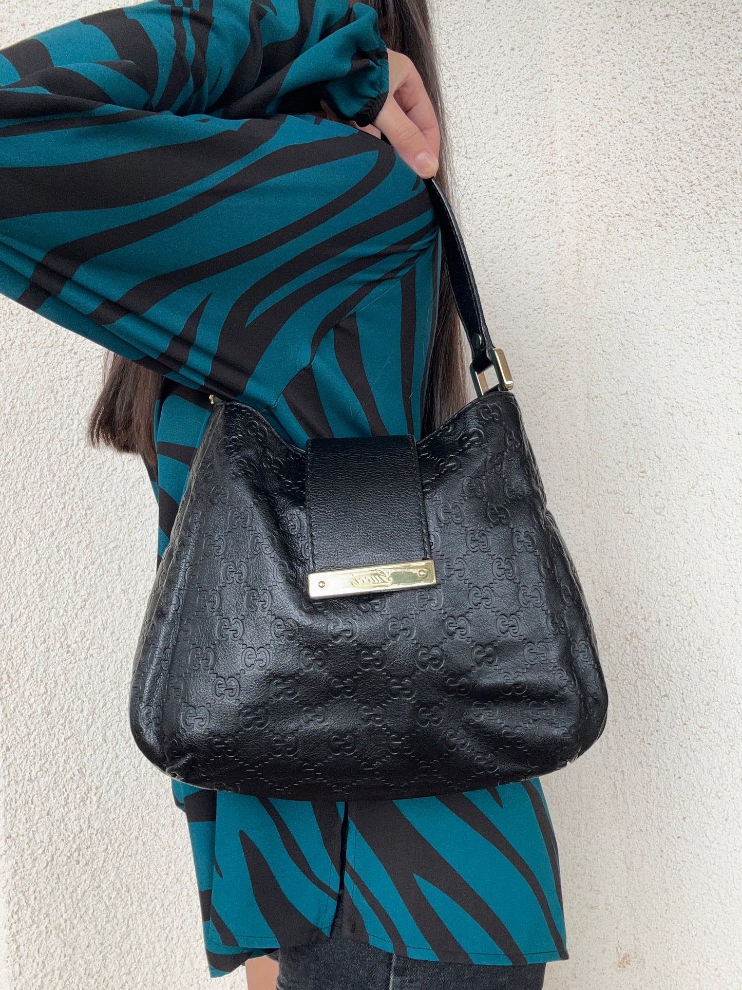 Gucci mini tote monogram Guccissima in pelle nera