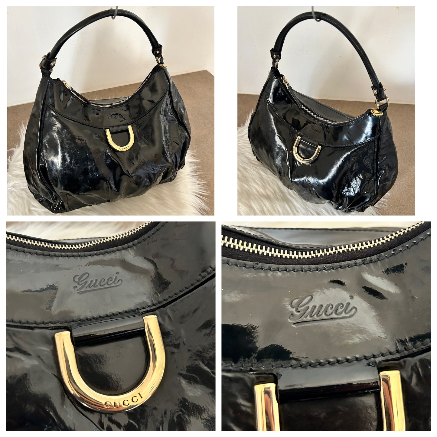 Gucci D-Ring in vernice nera