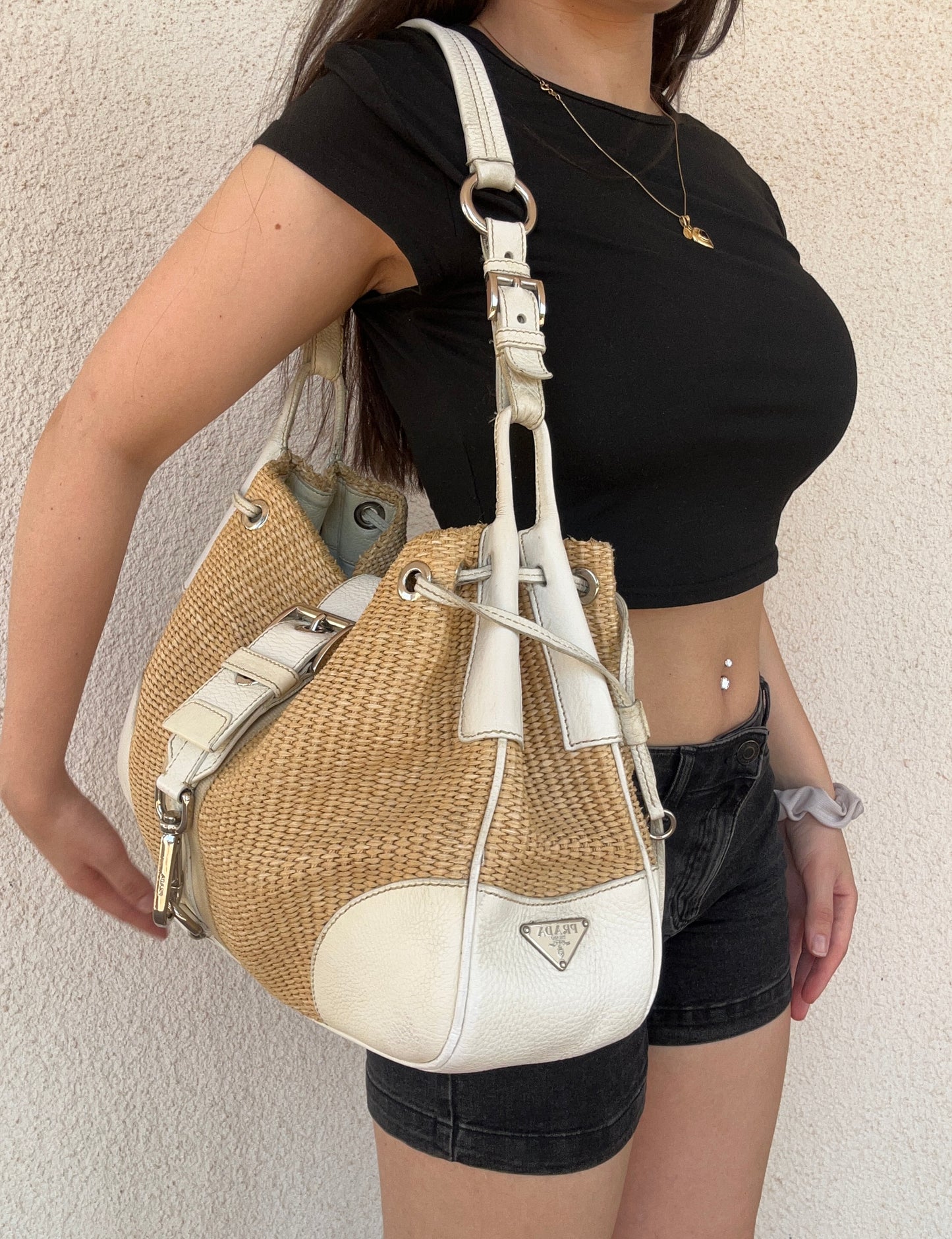 Prada Moon in rafia e pelle