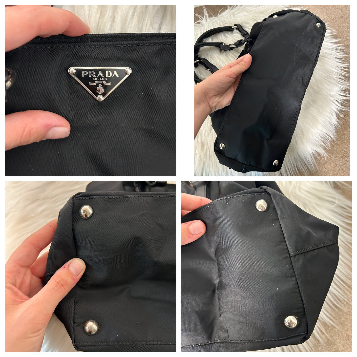 Prada mini tote in pelle e nylon