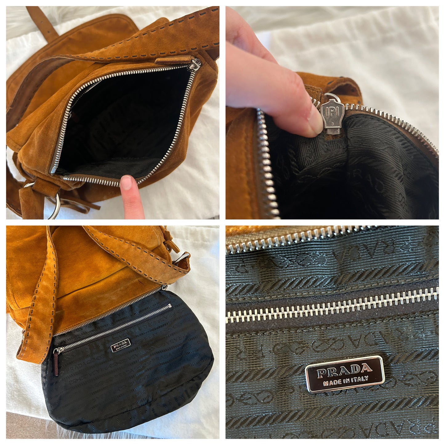 Prada baguette in suede cammello