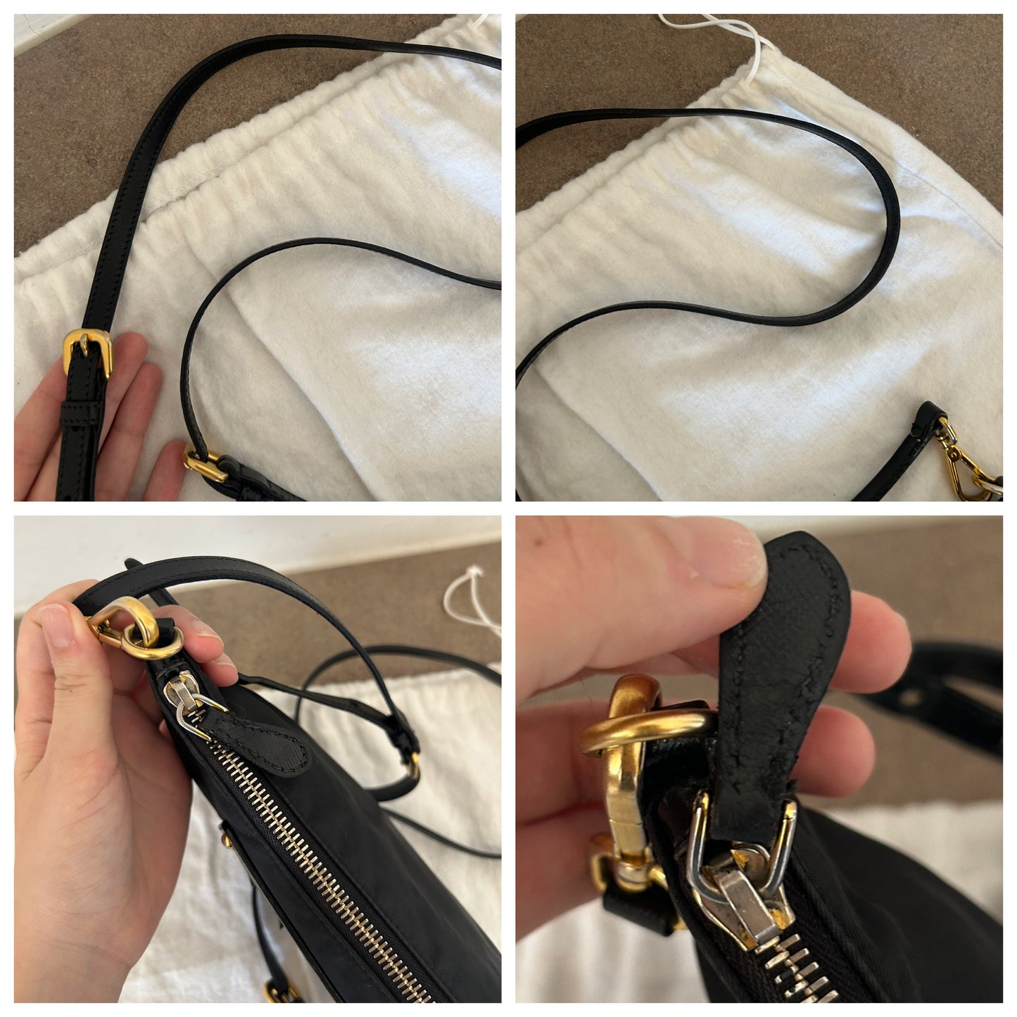 Prada tracolla nera in nylon e pelle