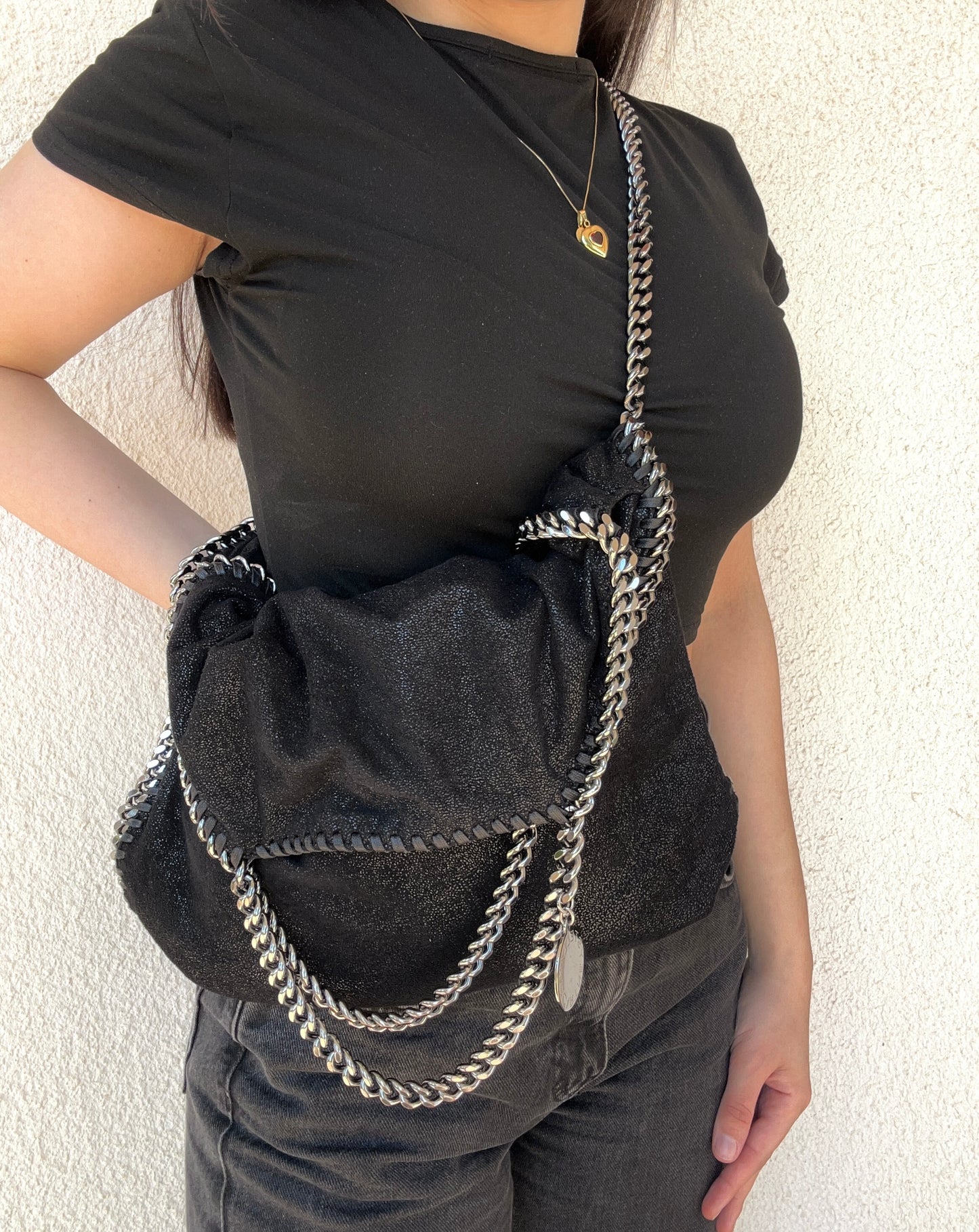 Falabella Stella McCartney nera a tre catene