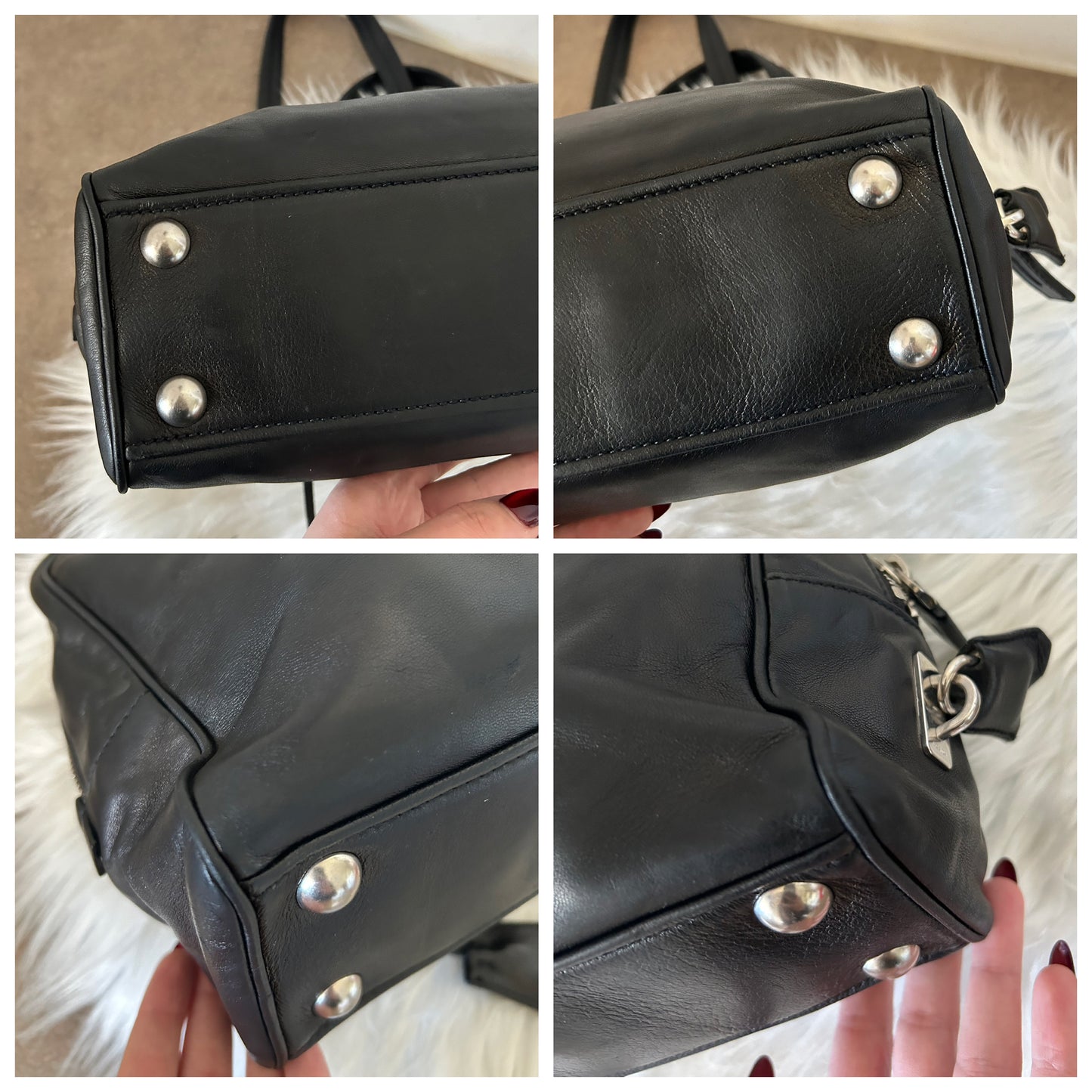 Prada tote bag in pelle nera e interni rosa