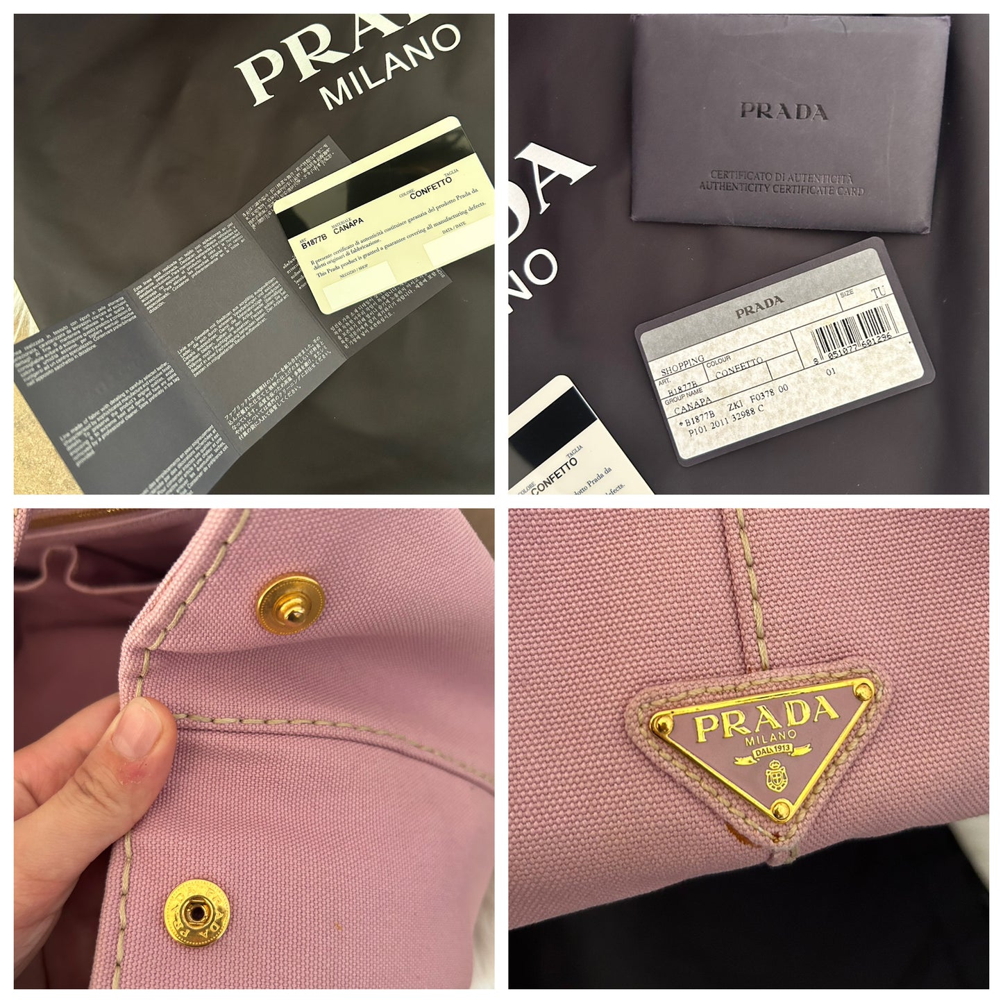 Prada Shopping in canapa color confetto