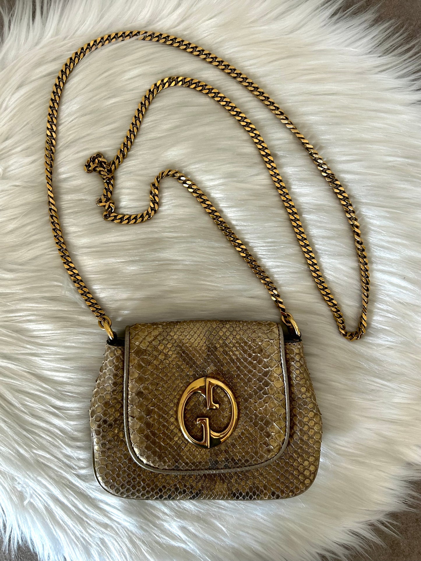 Gucci tracollina in pitone oro