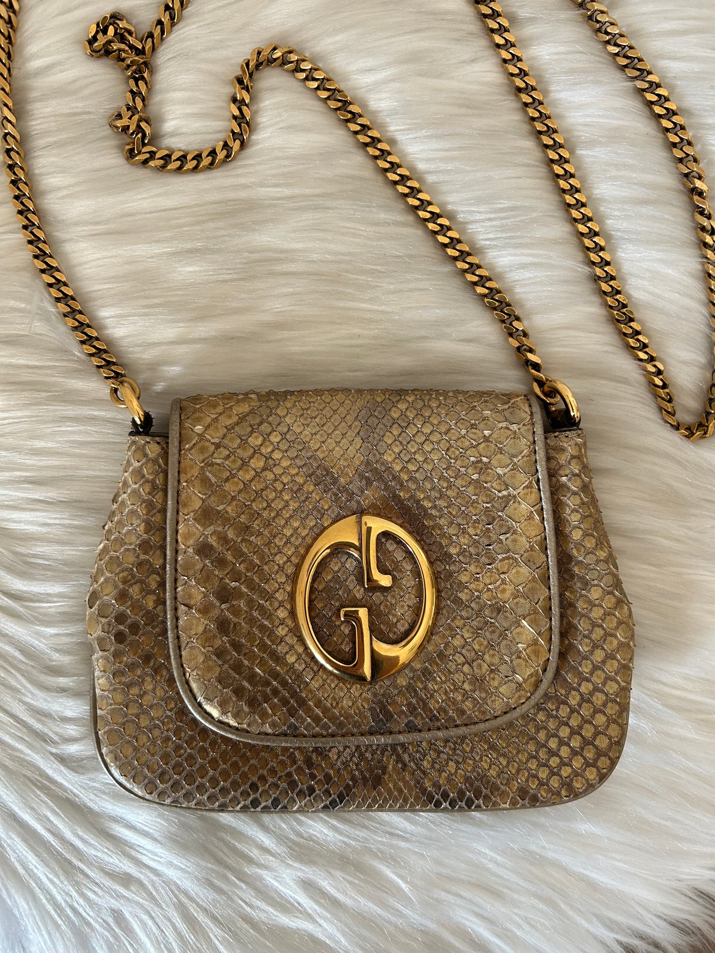 Gucci tracollina in pitone oro