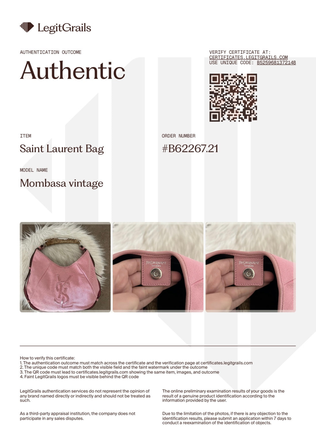 Yves Saint Laurent Mombasa rosa vintage