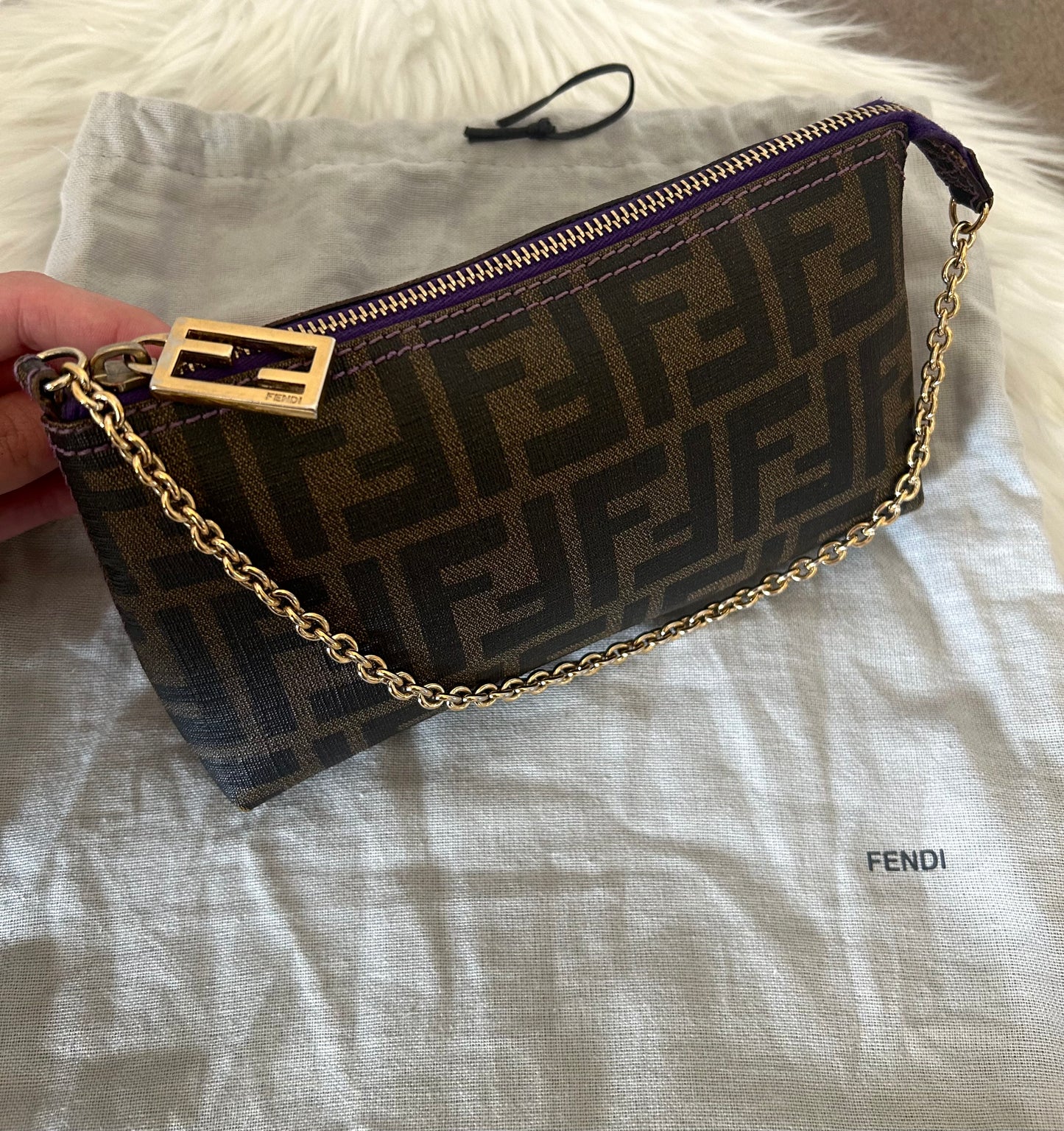 Fendi baguette zucca con catena