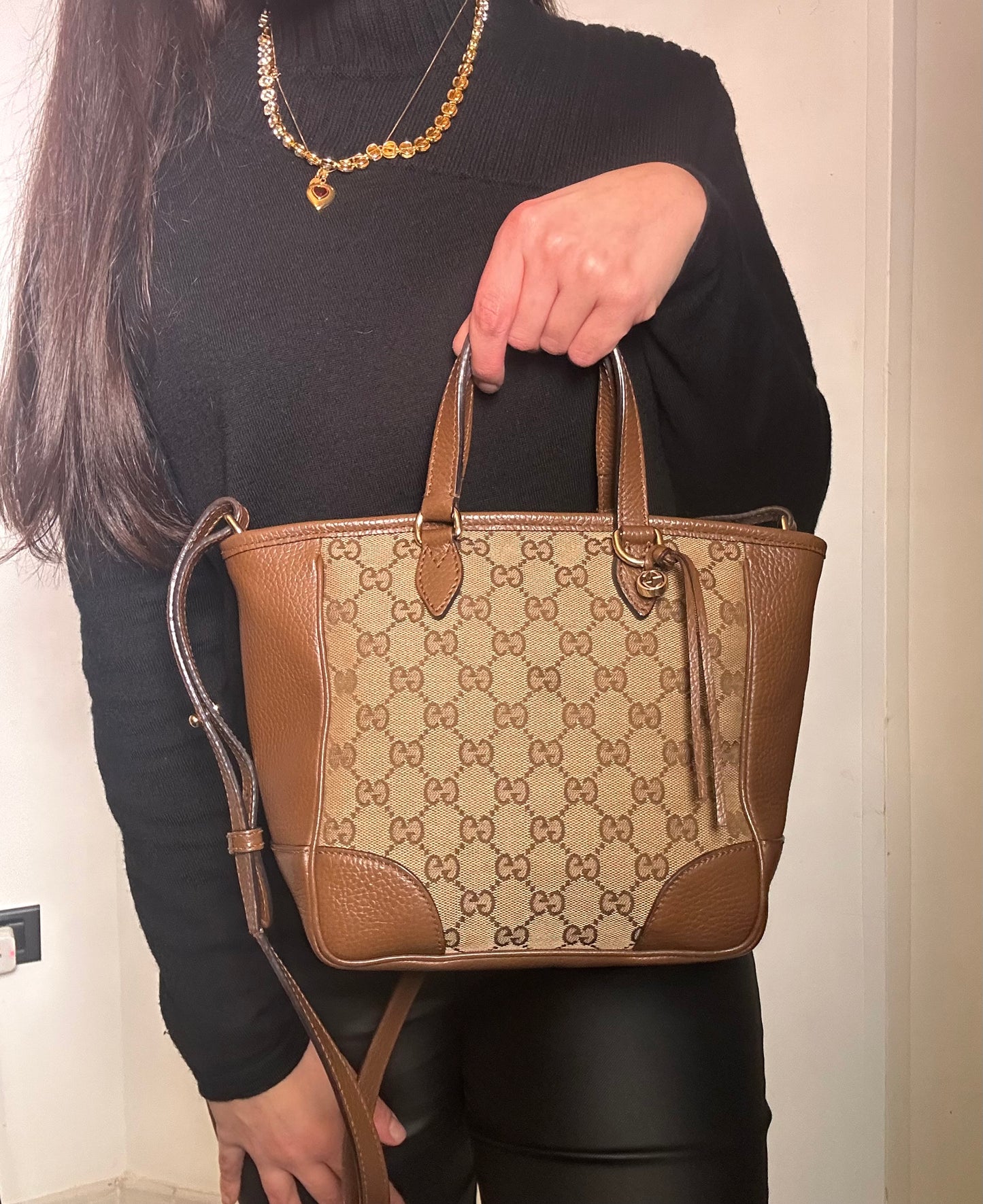 Gucci mini tote in pelle e monogram