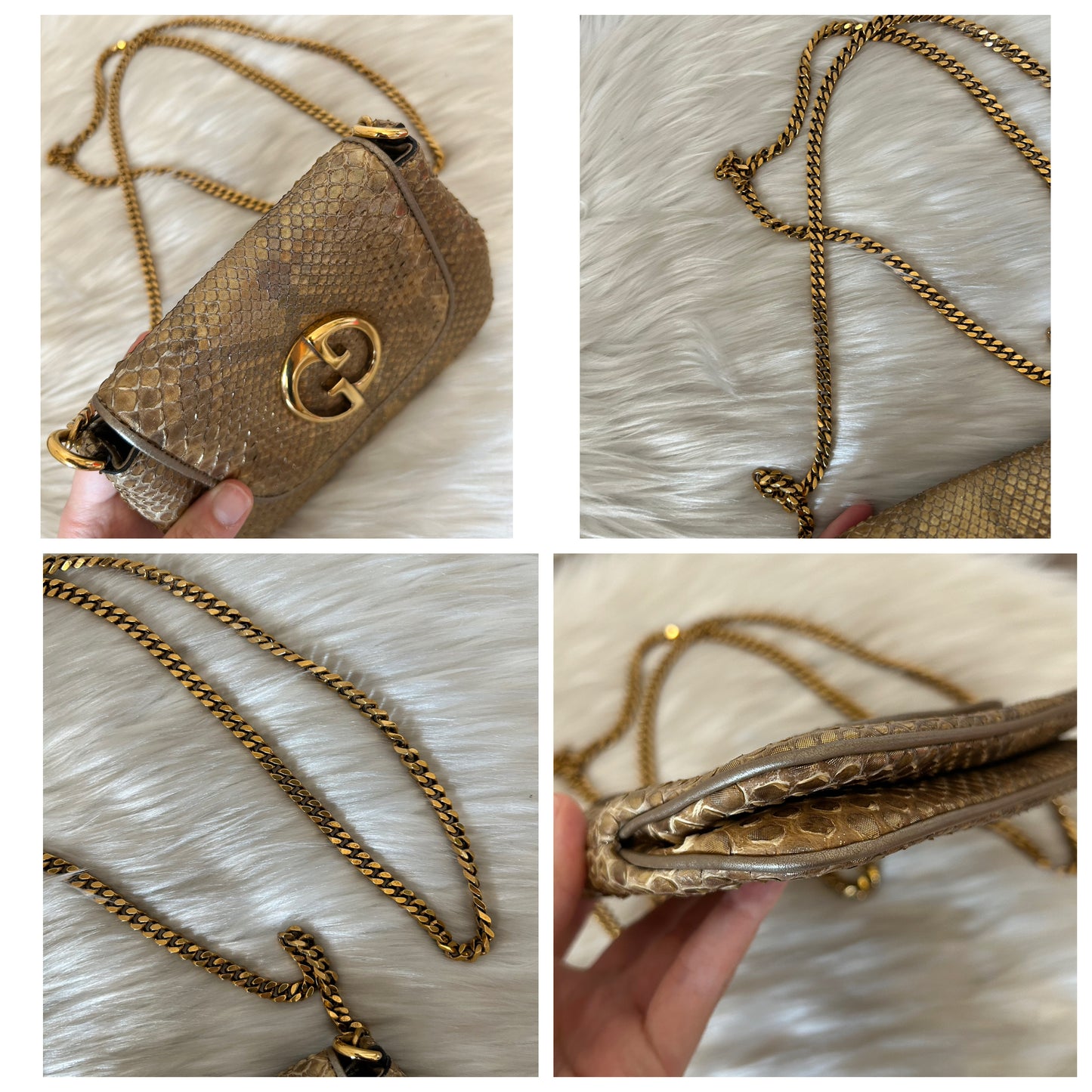 Gucci tracollina in pitone oro